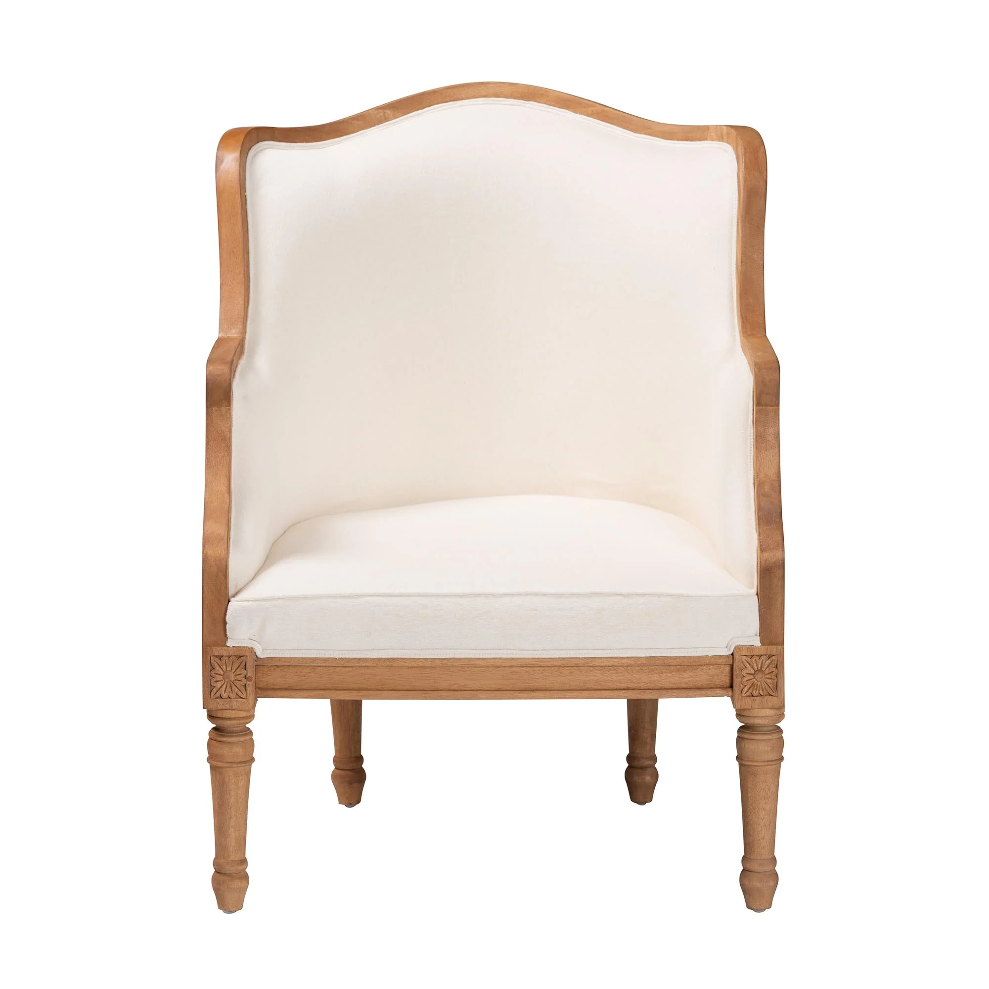 Baxton Studio bali & pari Elizette Traditional French Beige Fabric and Honey Oak Finished Wood Accent Chair - Image 5