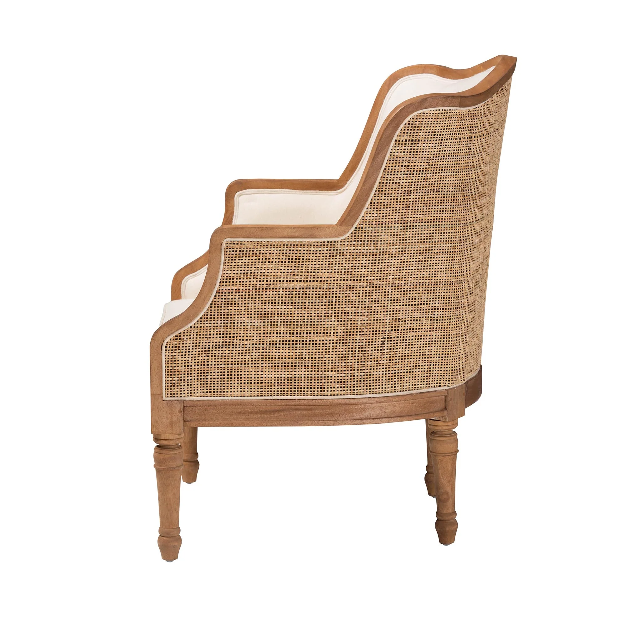 Baxton Studio bali & pari Elizette Traditional French Beige Fabric and Honey Oak Finished Wood Accent Chair - Image 6