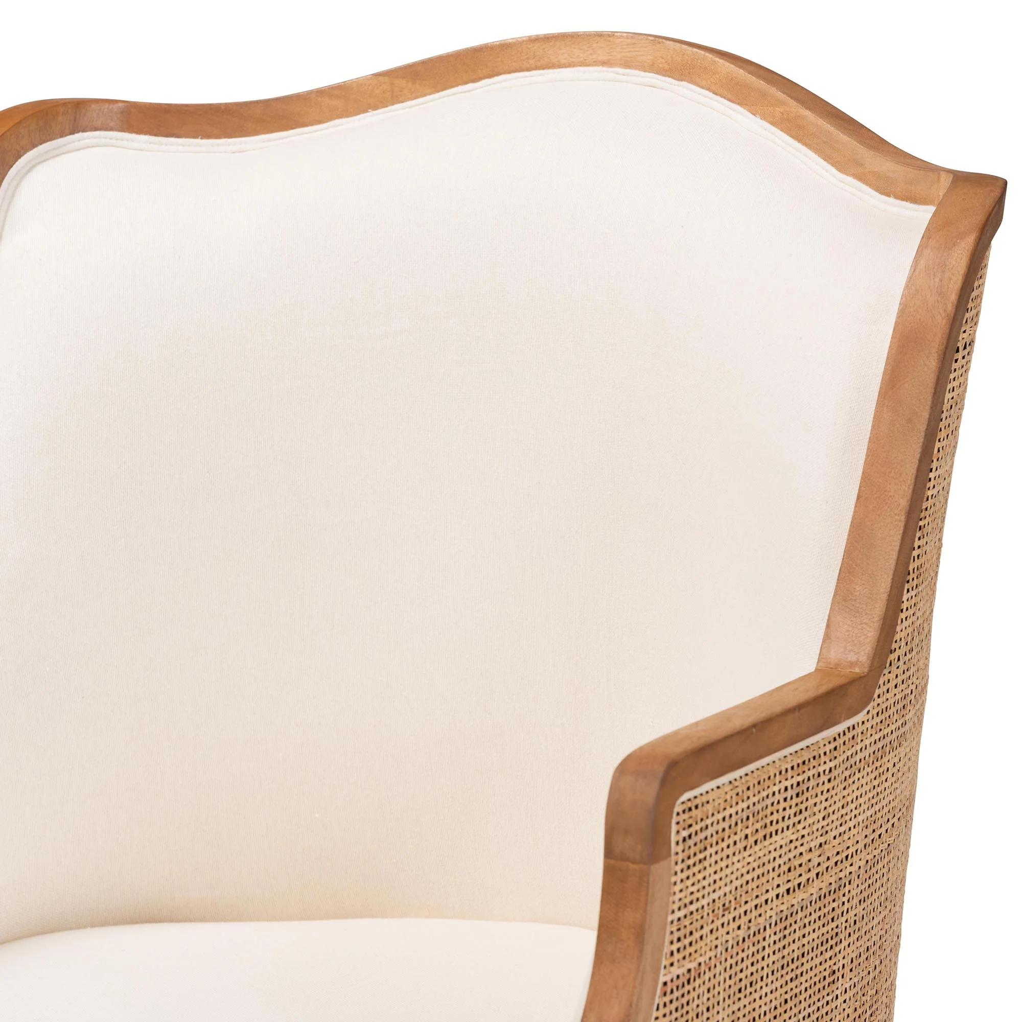 Baxton Studio bali & pari Elizette Traditional French Beige Fabric and Honey Oak Finished Wood Accent Chair - Image 8