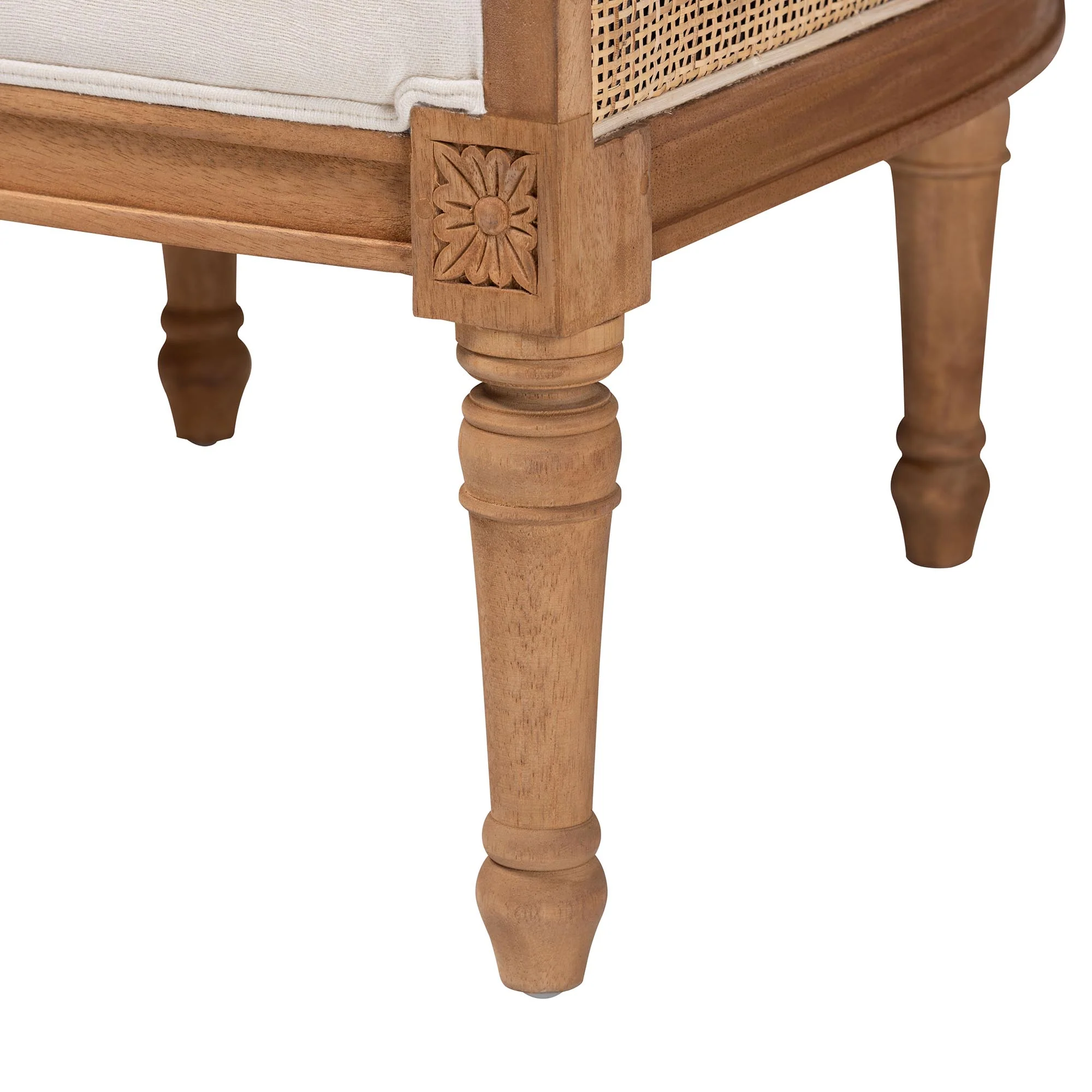 Baxton Studio bali & pari Elizette Traditional French Beige Fabric and Honey Oak Finished Wood Accent Chair - Image 9