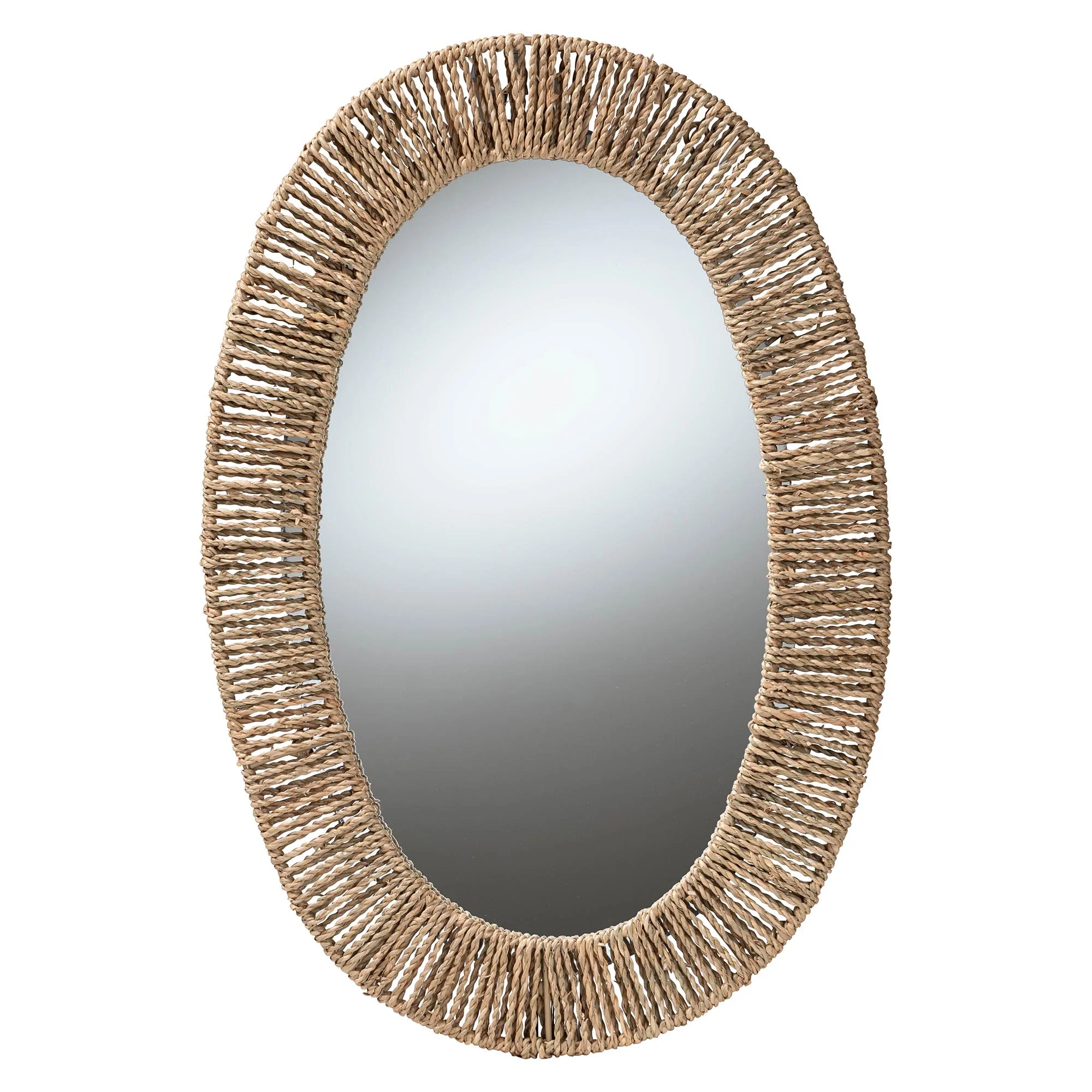 Baxton Studio bali & pari Elwyn Modern Bohemian Metal and Natural Brown Seagrass Accent Wall Mirror - Image 2
