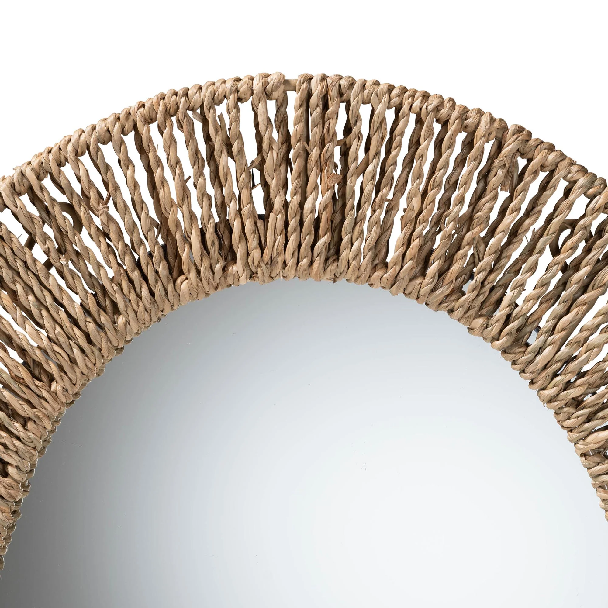 Baxton Studio bali & pari Elwyn Modern Bohemian Metal and Natural Brown Seagrass Accent Wall Mirror - Image 3