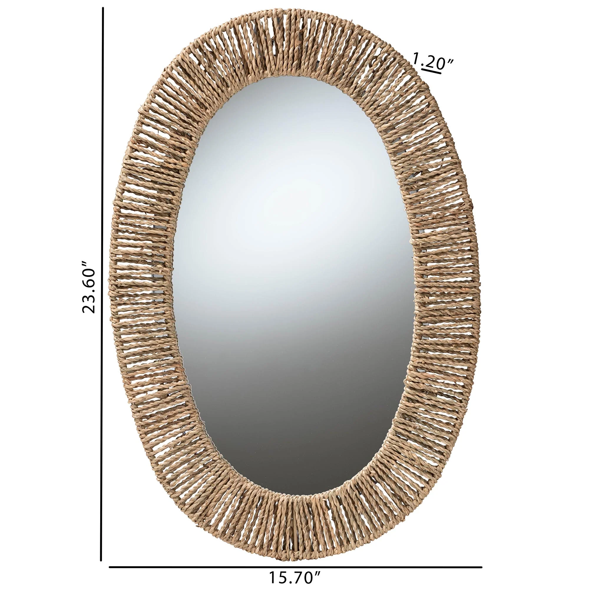 Baxton Studio bali & pari Elwyn Modern Bohemian Metal and Natural Brown Seagrass Accent Wall Mirror - Image 4