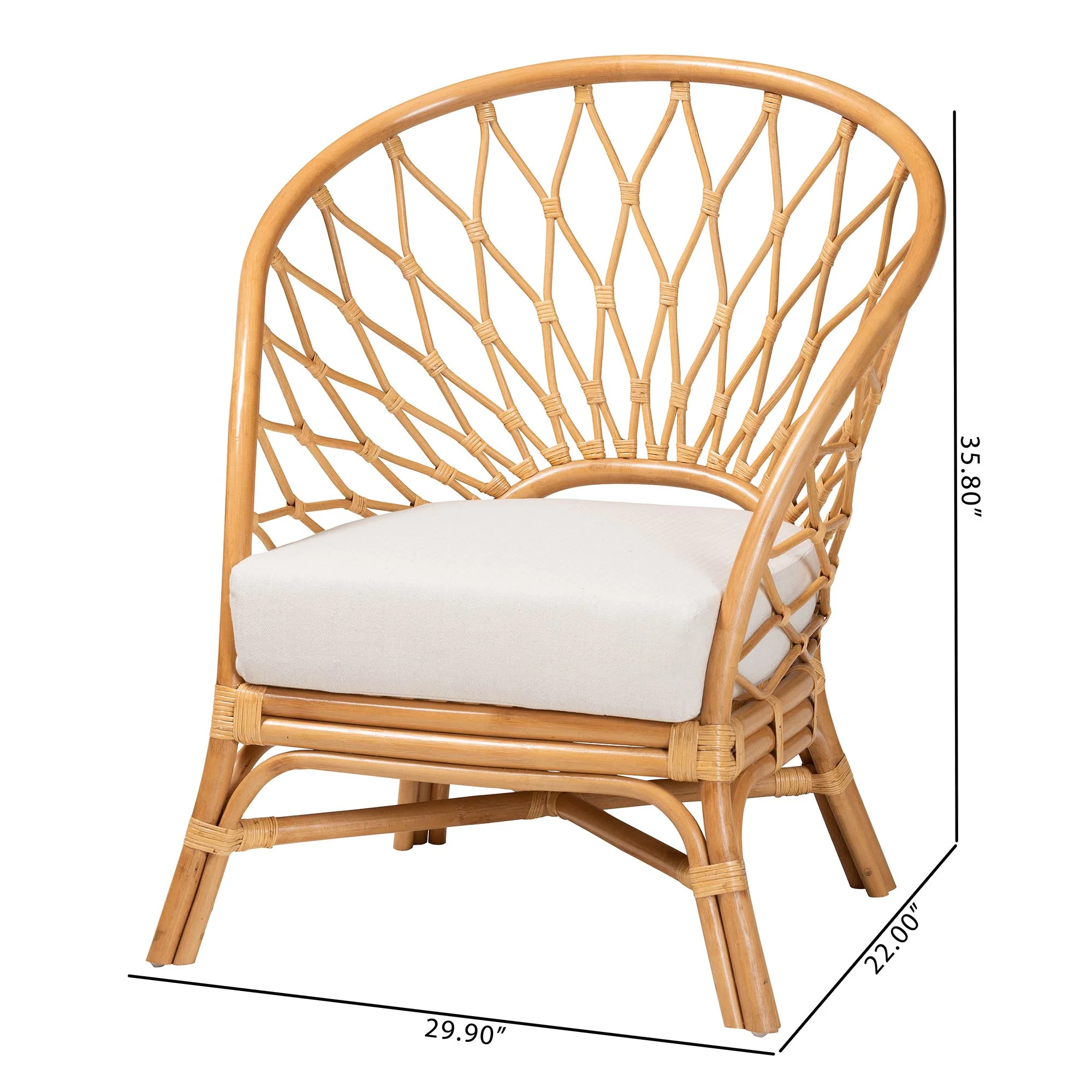 Baxton Studio bali & pari Emmeline Bohemian Honey Rattan Accent Chair - Image 10