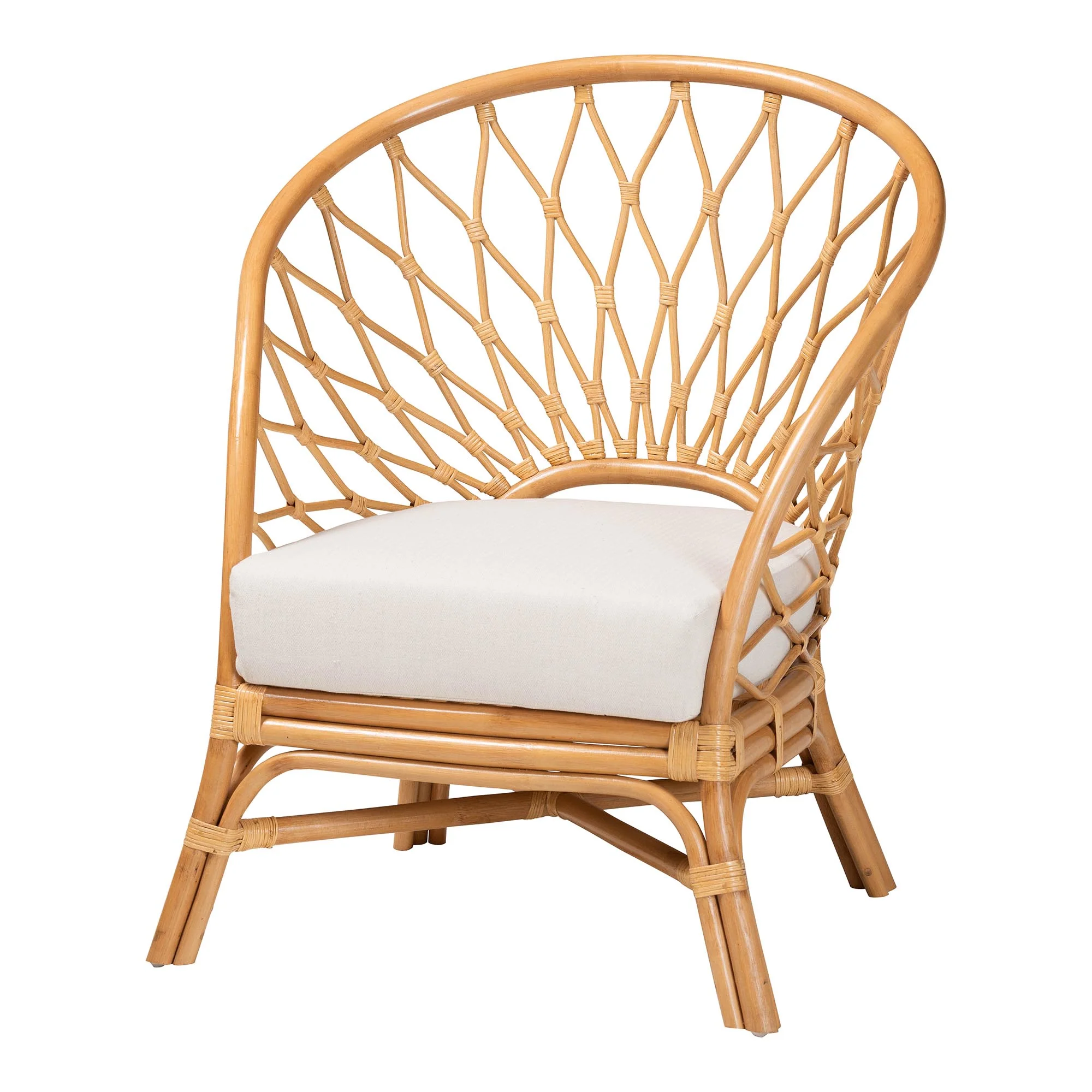 Baxton Studio bali & pari Emmeline Bohemian Honey Rattan Accent Chair - Image 2