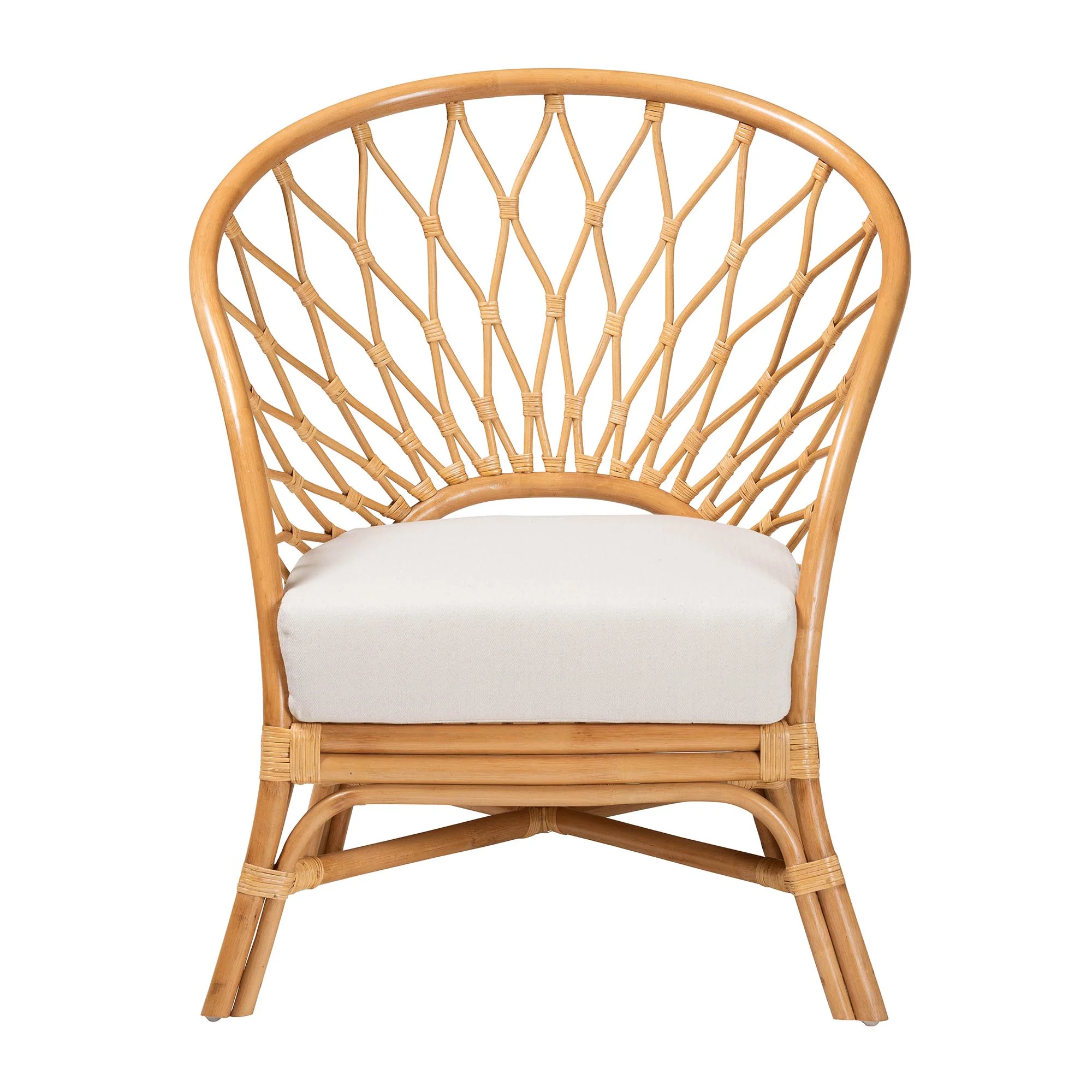 Baxton Studio bali & pari Emmeline Bohemian Honey Rattan Accent Chair - Image 3