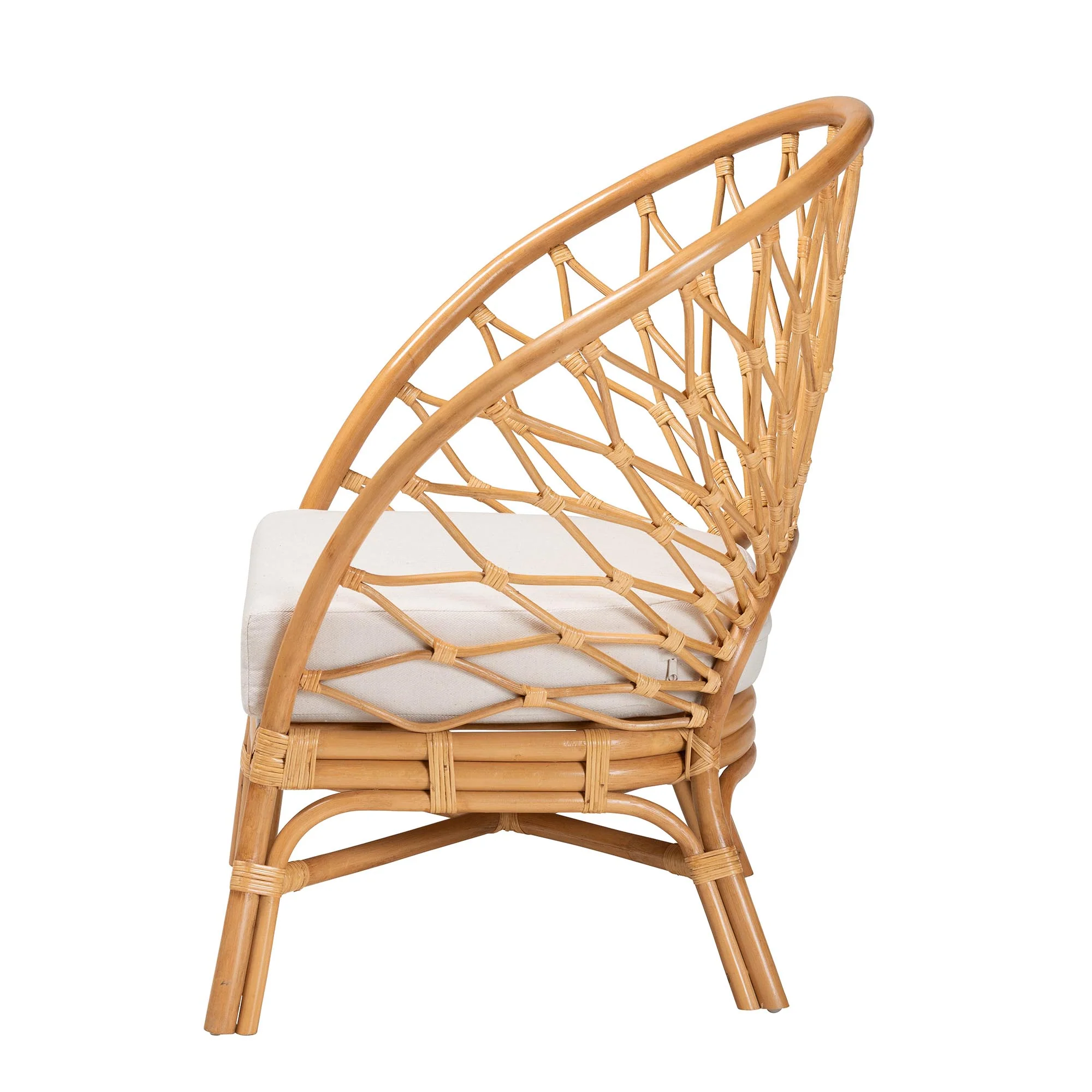 Baxton Studio bali & pari Emmeline Bohemian Honey Rattan Accent Chair - Image 4