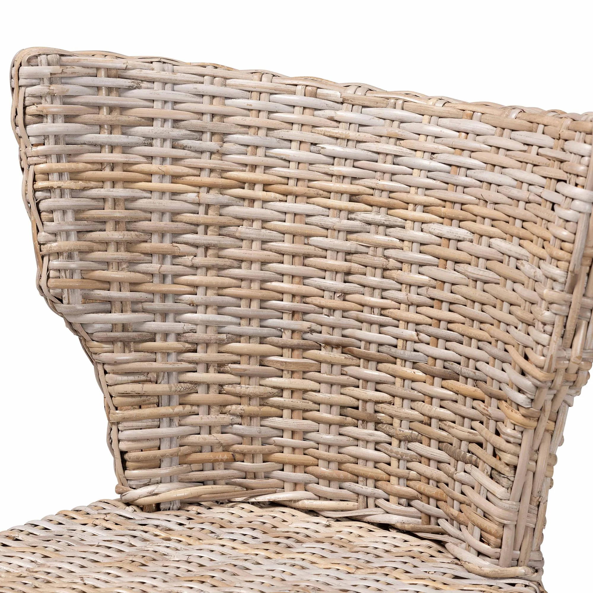 Baxton Studio bali & pari Enver Modern Bohemian Grey Kubu Rattan and Mahogany Wood Counter Stool - Image 8