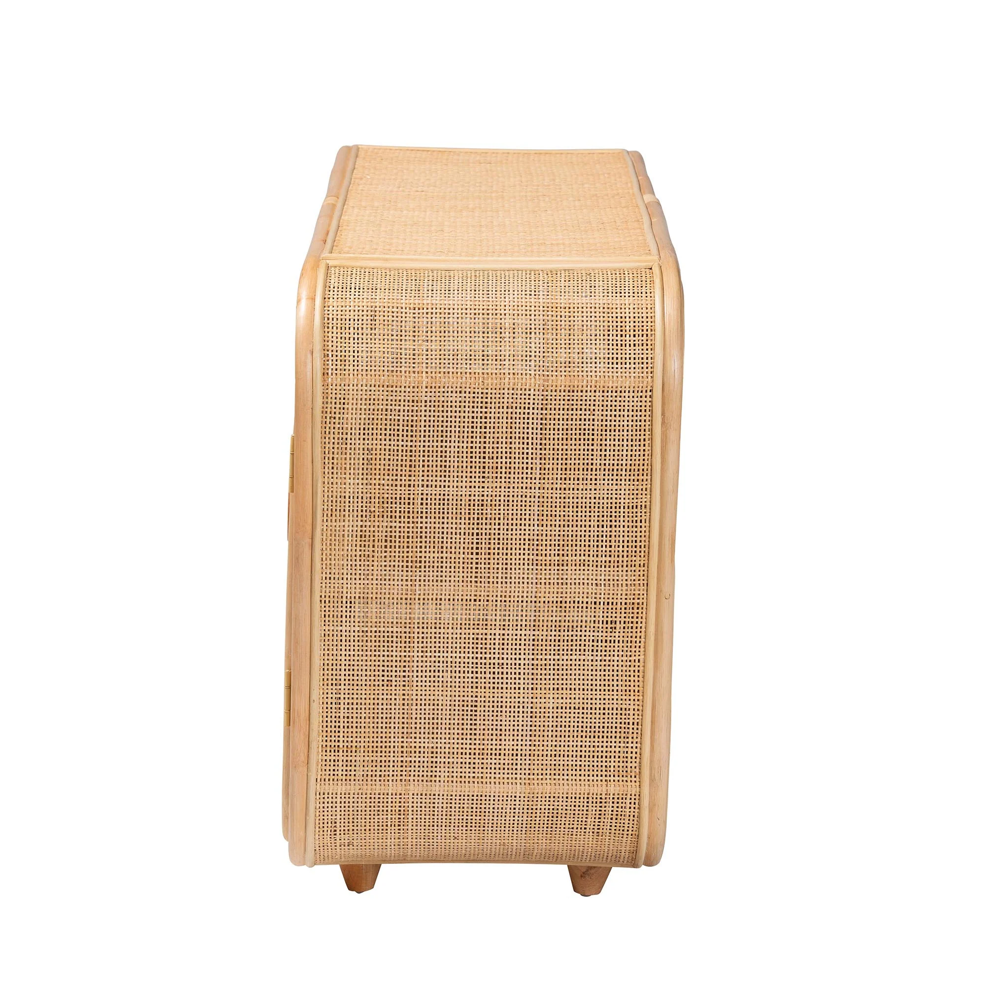 Baxton Studio bali & pari Evania Bohemian Natural Rattan 3-Door Storage Cabinet - Image 5