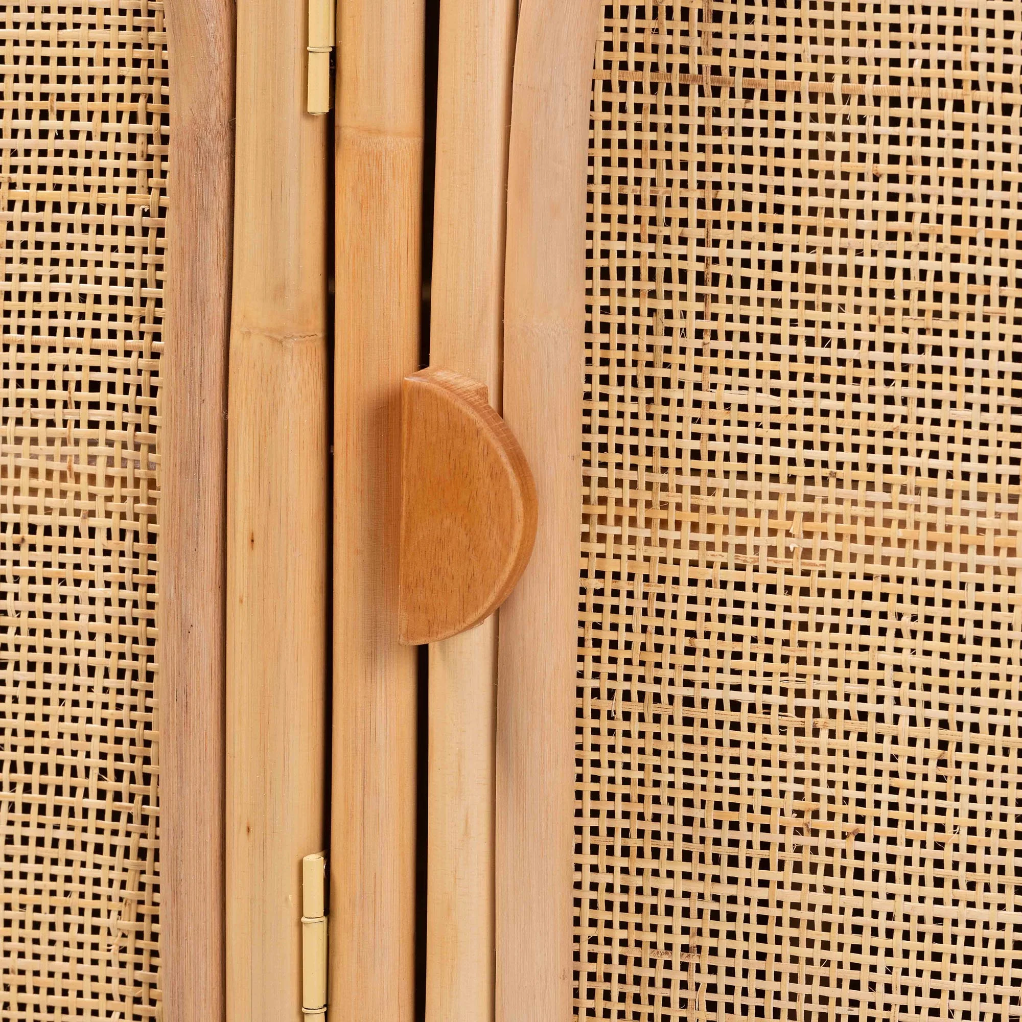Baxton Studio bali & pari Evania Bohemian Natural Rattan 3-Door Storage Cabinet - Image 6