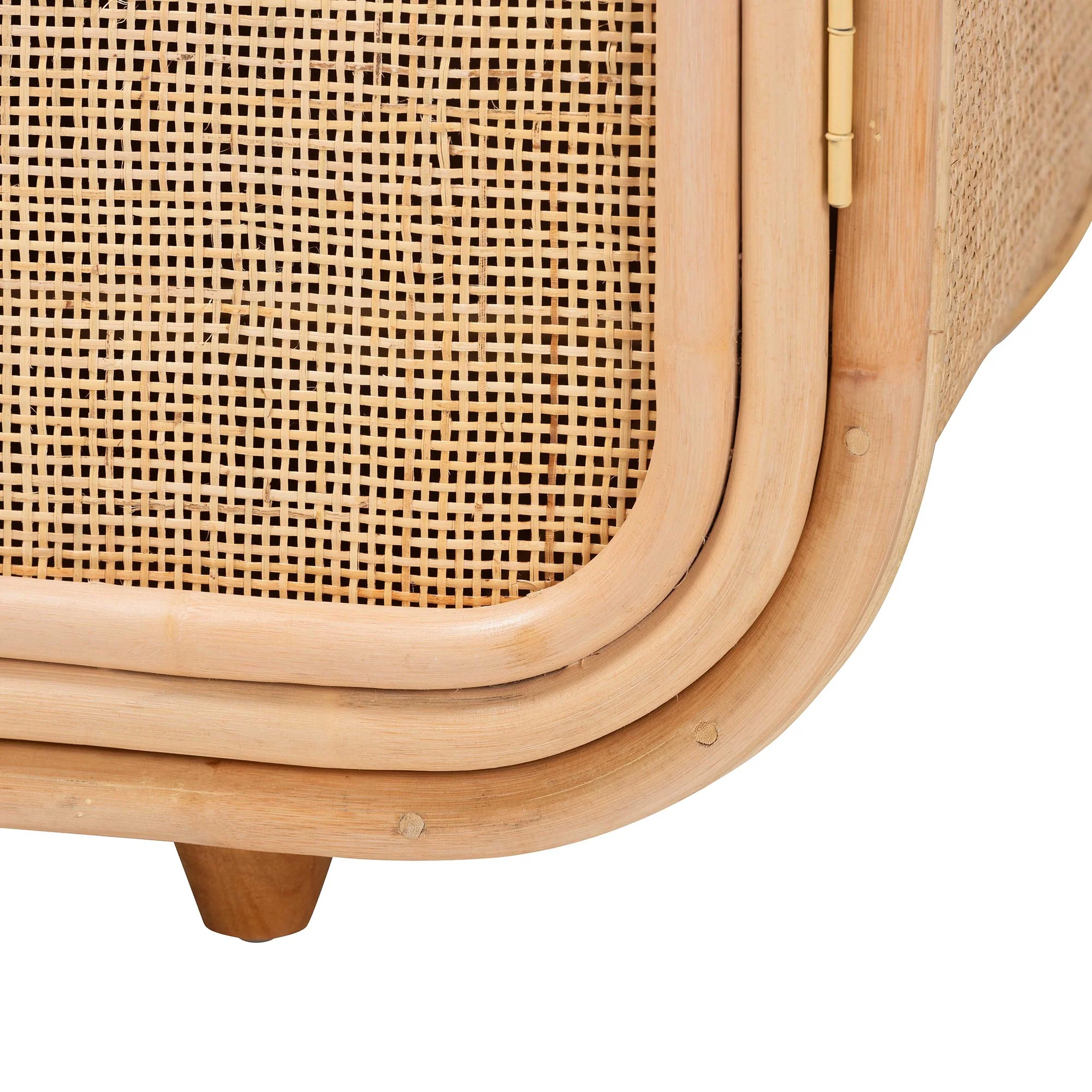 Baxton Studio bali & pari Evania Bohemian Natural Rattan 3-Door Storage Cabinet - Image 7