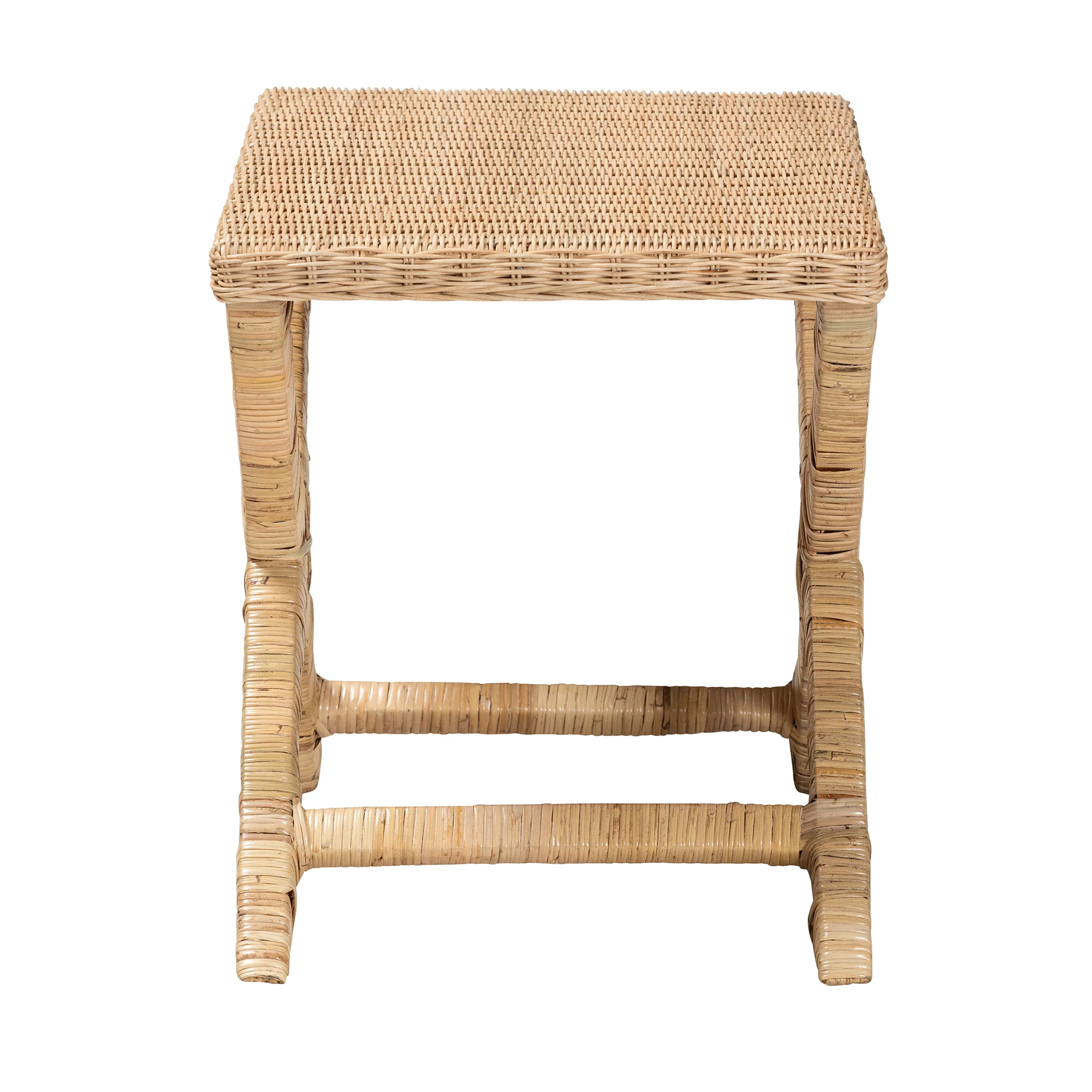 Baxton Studio bali & pari Farica Modern Bohemian Natural Rattan And Mahogany Accent Bench - Image 4