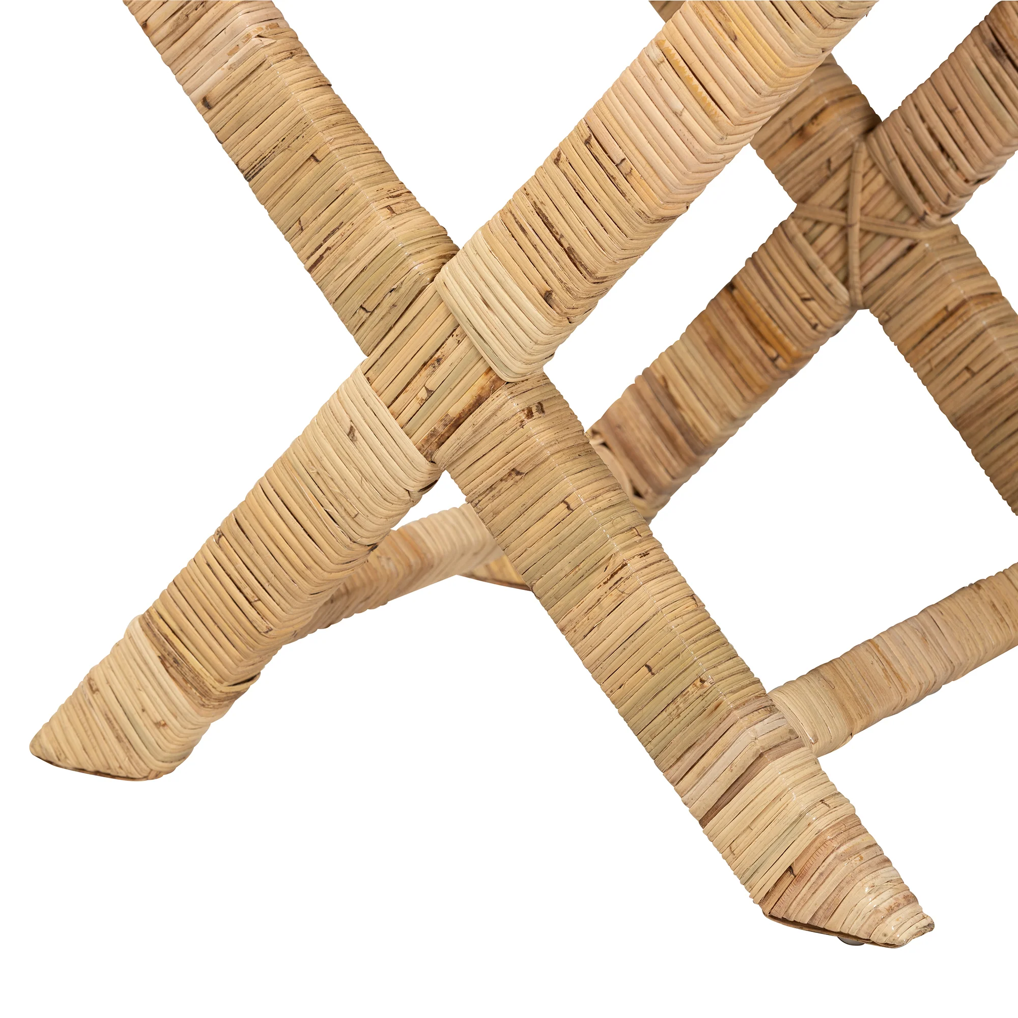 Baxton Studio bali & pari Farica Modern Bohemian Natural Rattan And Mahogany Accent Bench - Image 5