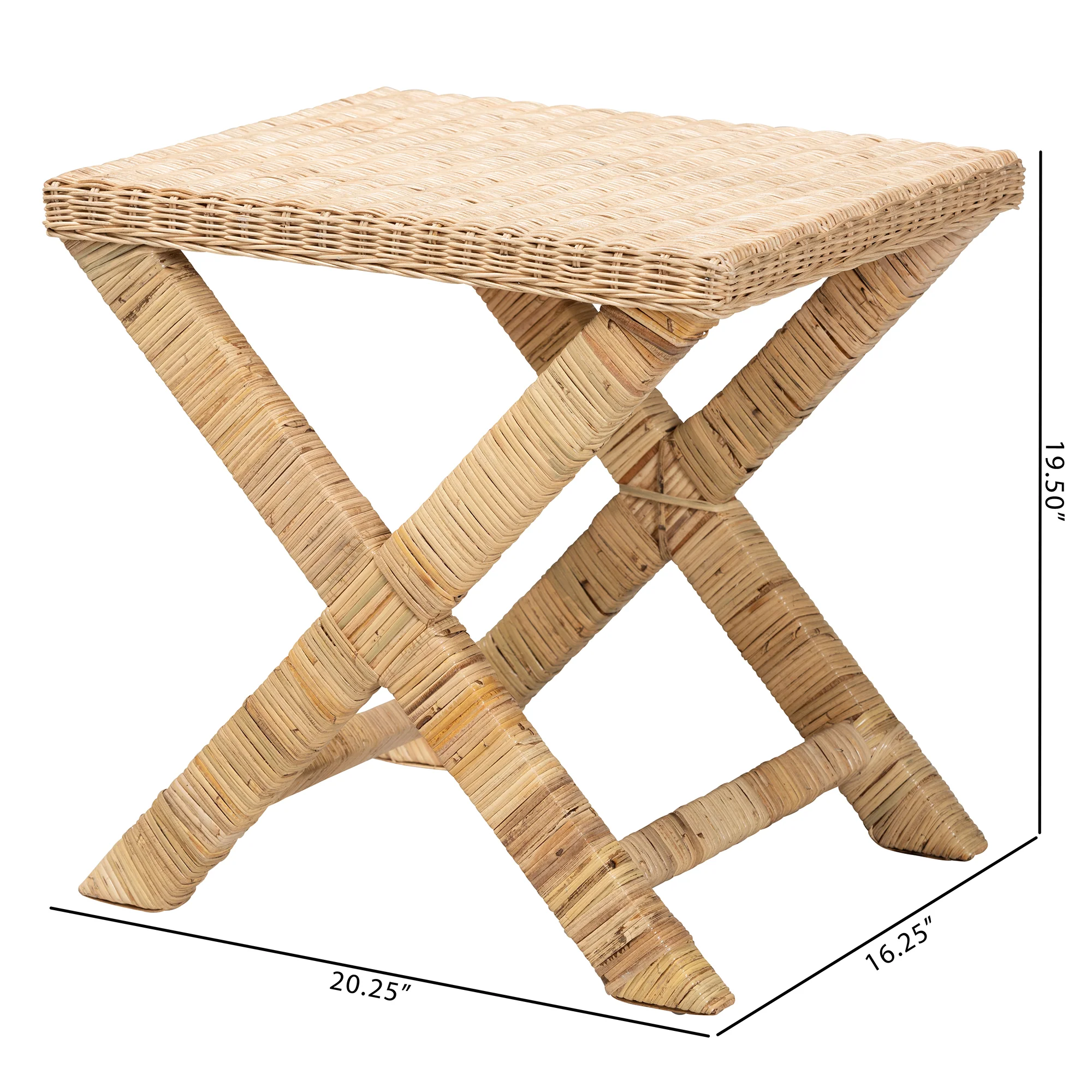 Baxton Studio bali & pari Farica Modern Bohemian Natural Rattan And Mahogany Accent Bench - Image 8