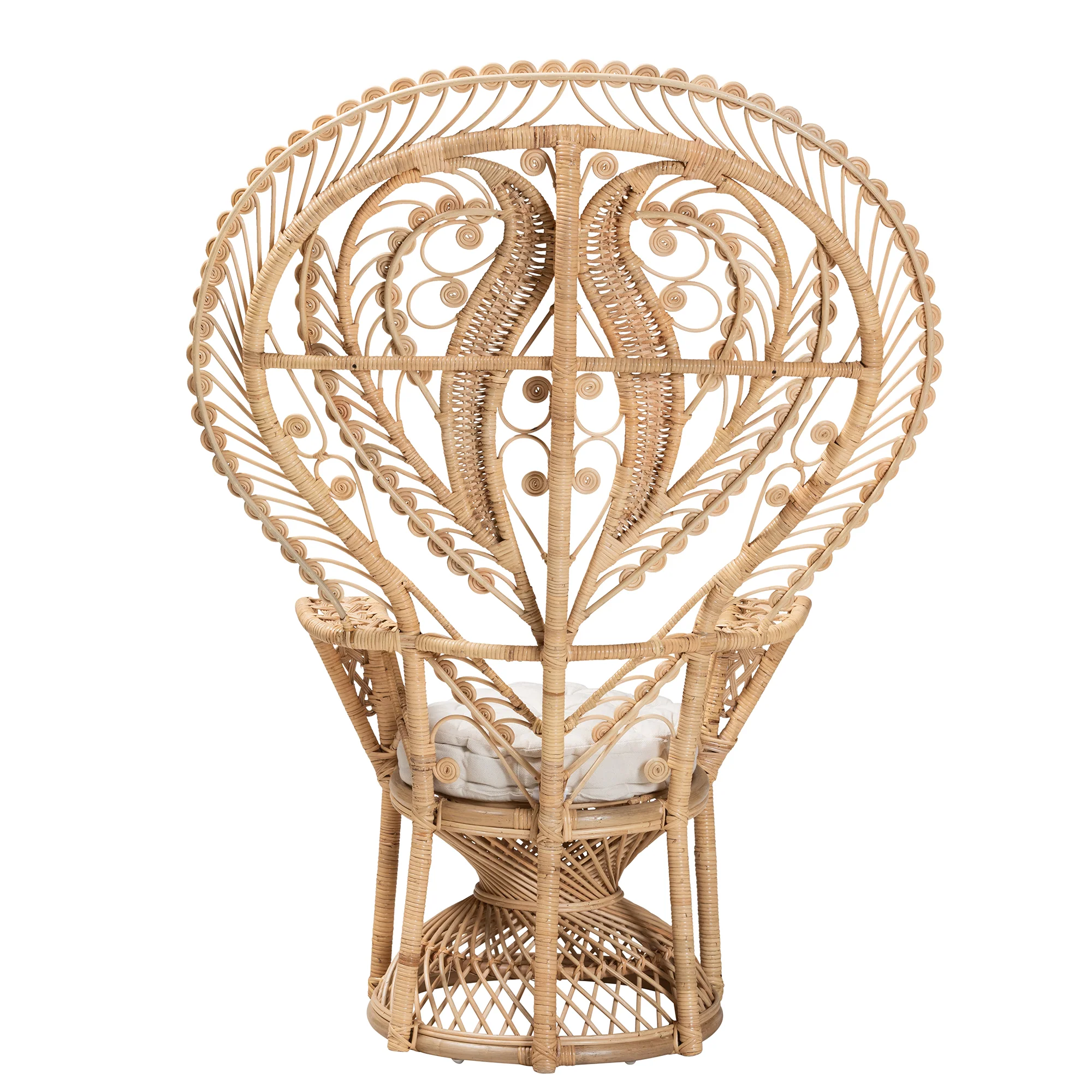 Baxton Studio bali & pari Fedra Modern Bohemian Natural Brown Rattan Peacock Accent Chair - Image 5