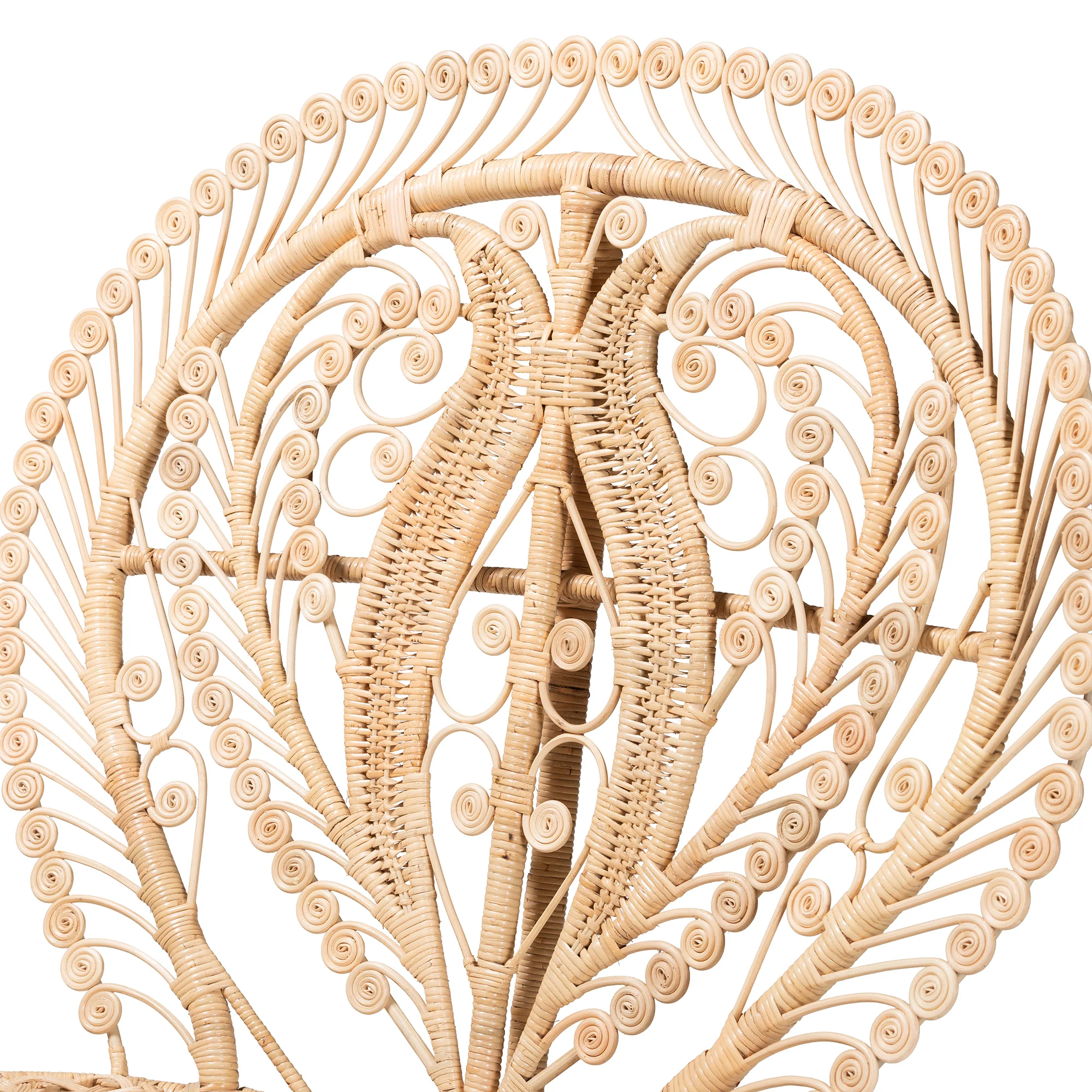 Baxton Studio bali & pari Fedra Modern Bohemian Natural Brown Rattan Peacock Accent Chair - Image 6
