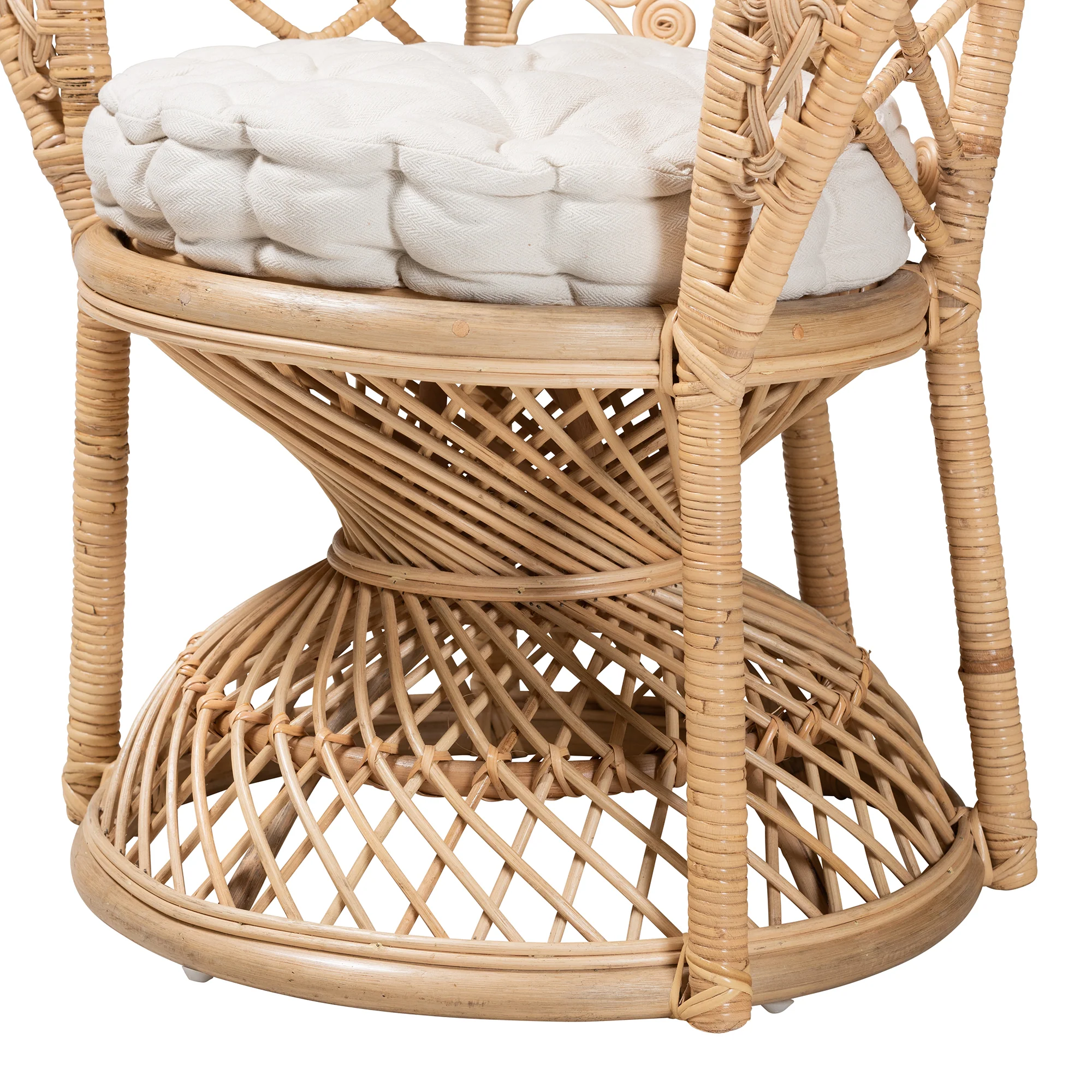 Baxton Studio bali & pari Fedra Modern Bohemian Natural Brown Rattan Peacock Accent Chair - Image 7