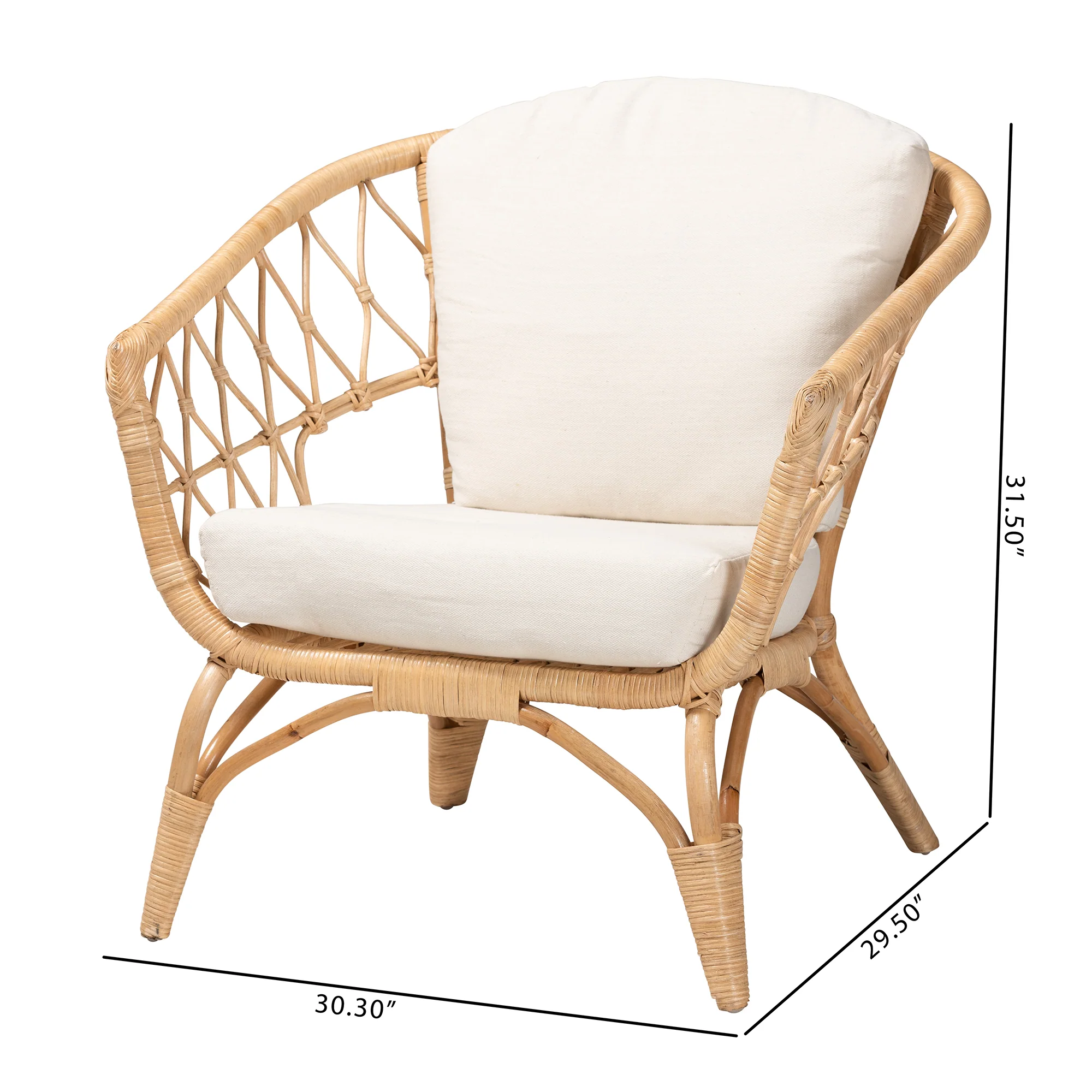 Baxton Studio bali & pari Feya Modern Bohemian Natural Brown Antique Rattan Armchair - Image 10
