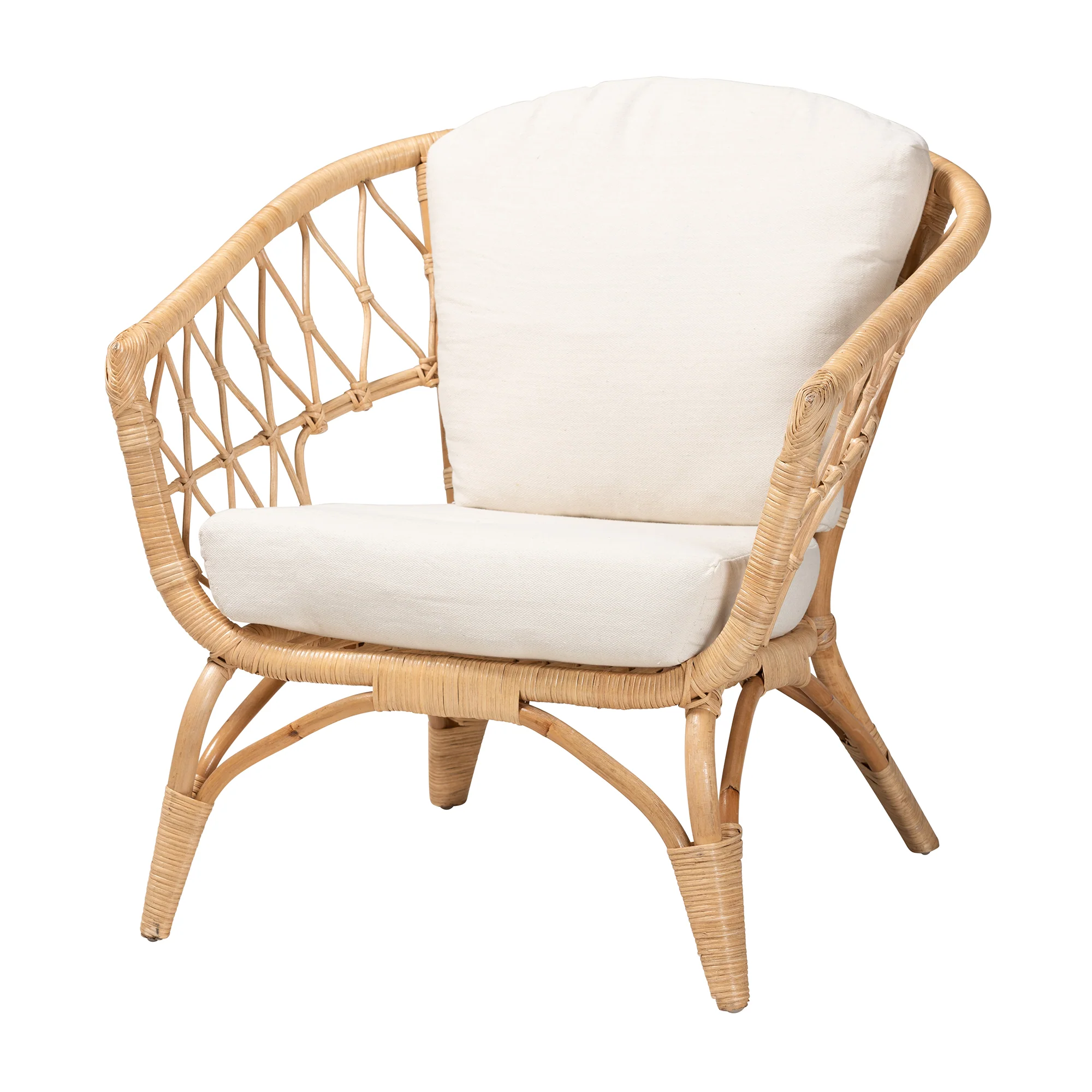 Baxton Studio bali & pari Feya Modern Bohemian Natural Brown Antique Rattan Armchair - Image 2