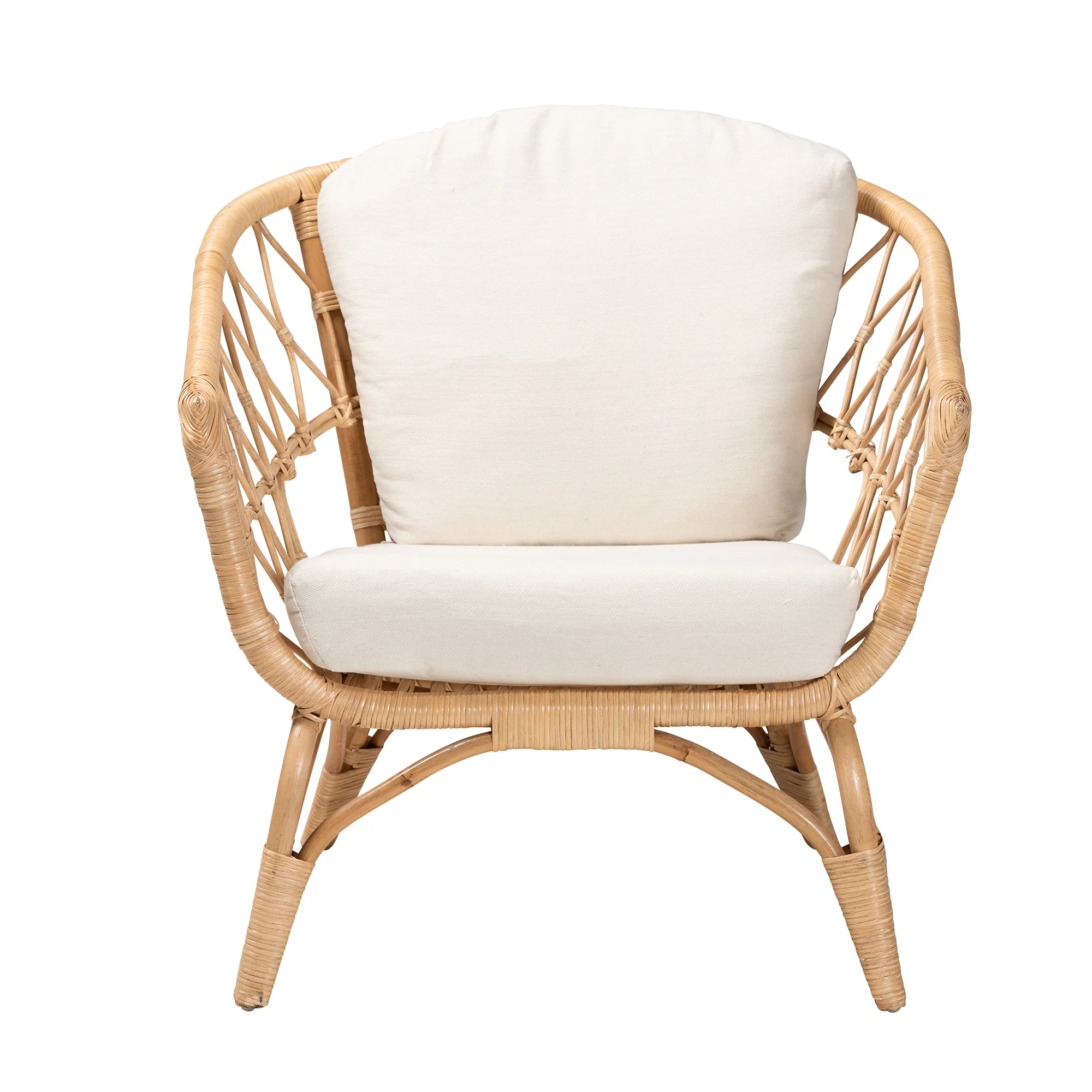 Baxton Studio bali & pari Feya Modern Bohemian Natural Brown Antique Rattan Armchair - Image 3