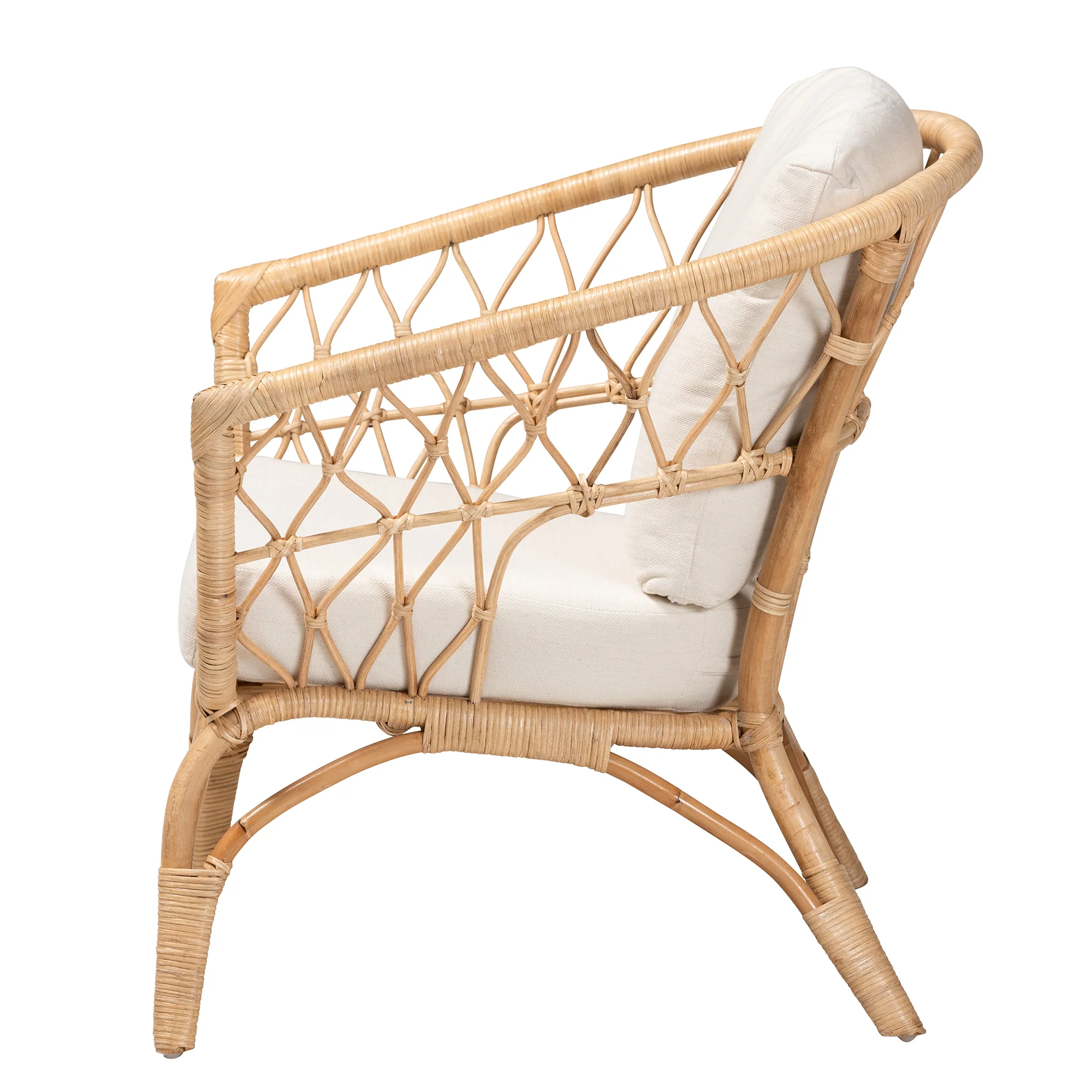Baxton Studio bali & pari Feya Modern Bohemian Natural Brown Antique Rattan Armchair - Image 4