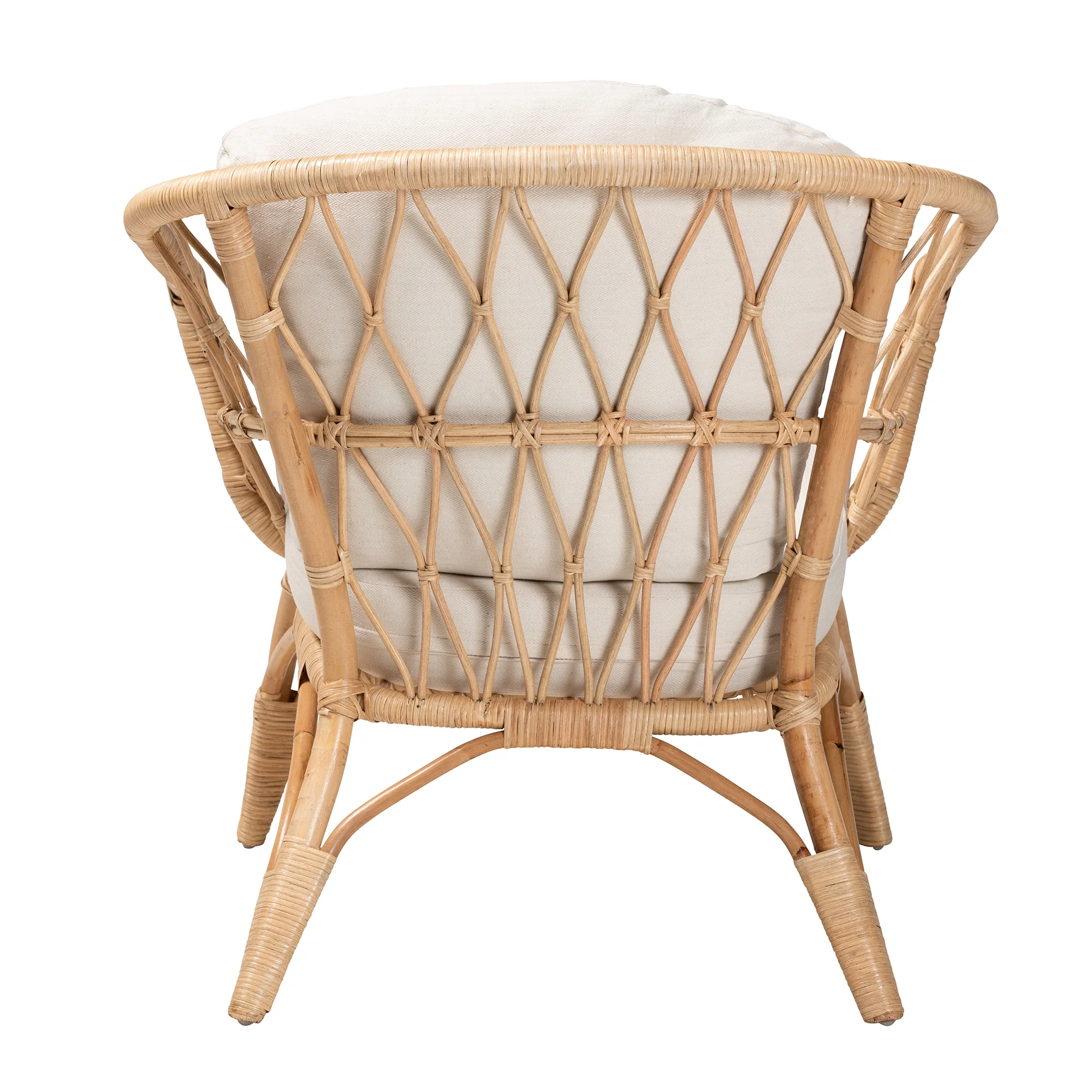 Baxton Studio bali & pari Feya Modern Bohemian Natural Brown Antique Rattan Armchair - Image 5