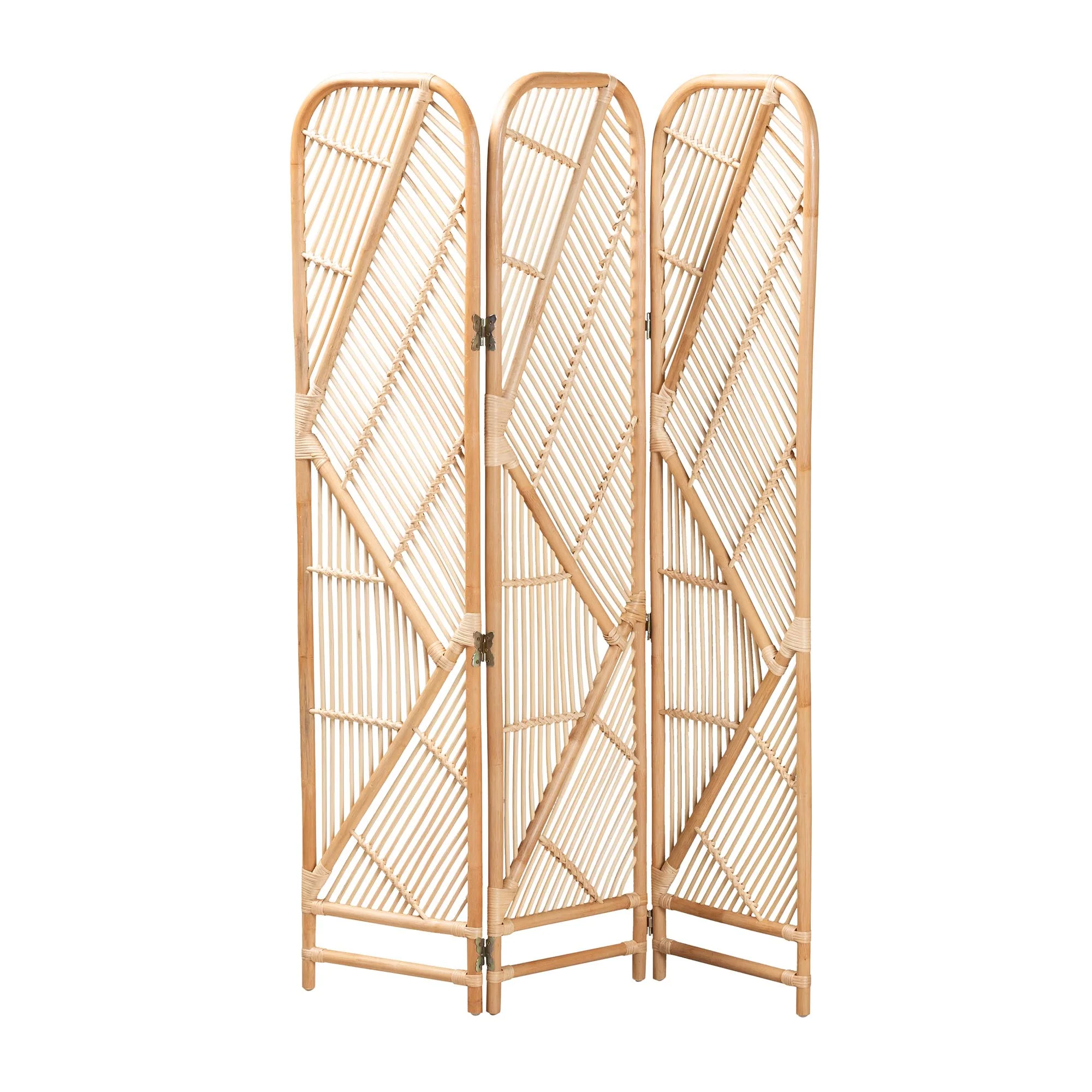 Baxton Studio bali & pari Firenze Modern Bohemian Natural Brown Rattan Room Divider - Image 2