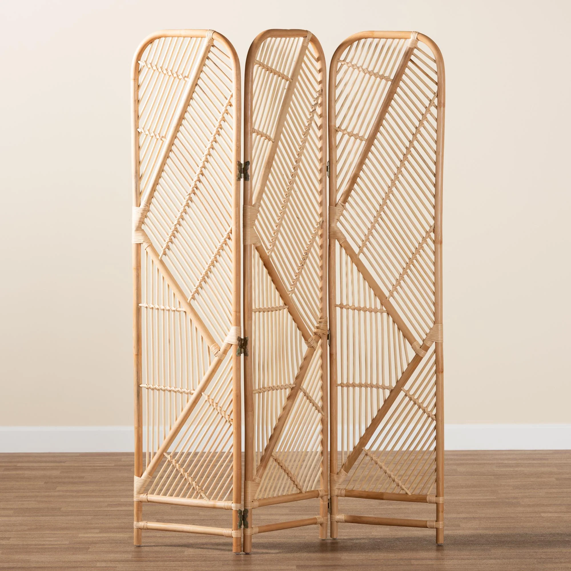Baxton Studio bali & pari Firenze Modern Bohemian Natural Brown Rattan Room Divider - Image 4