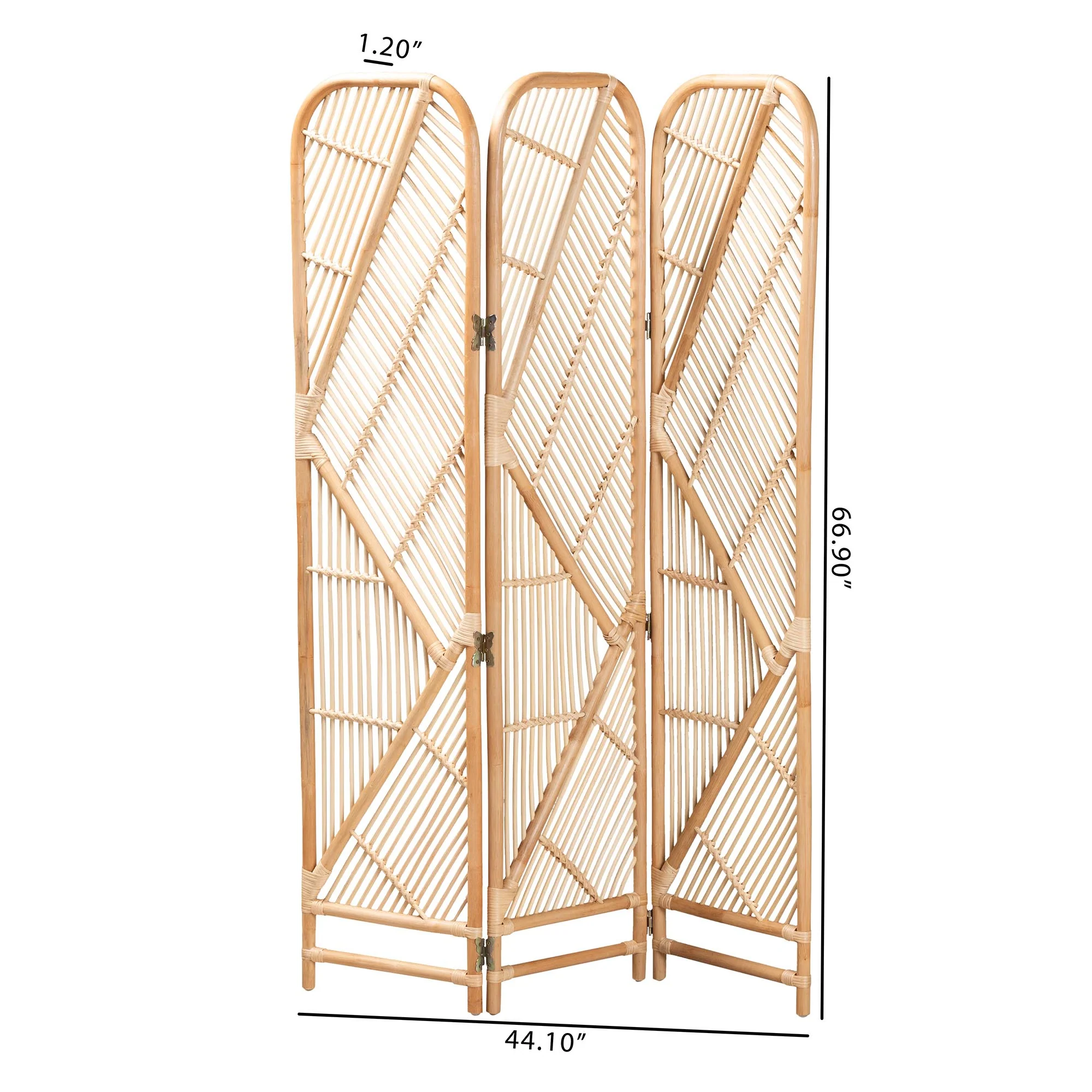 Baxton Studio bali & pari Firenze Modern Bohemian Natural Brown Rattan Room Divider - Image 5