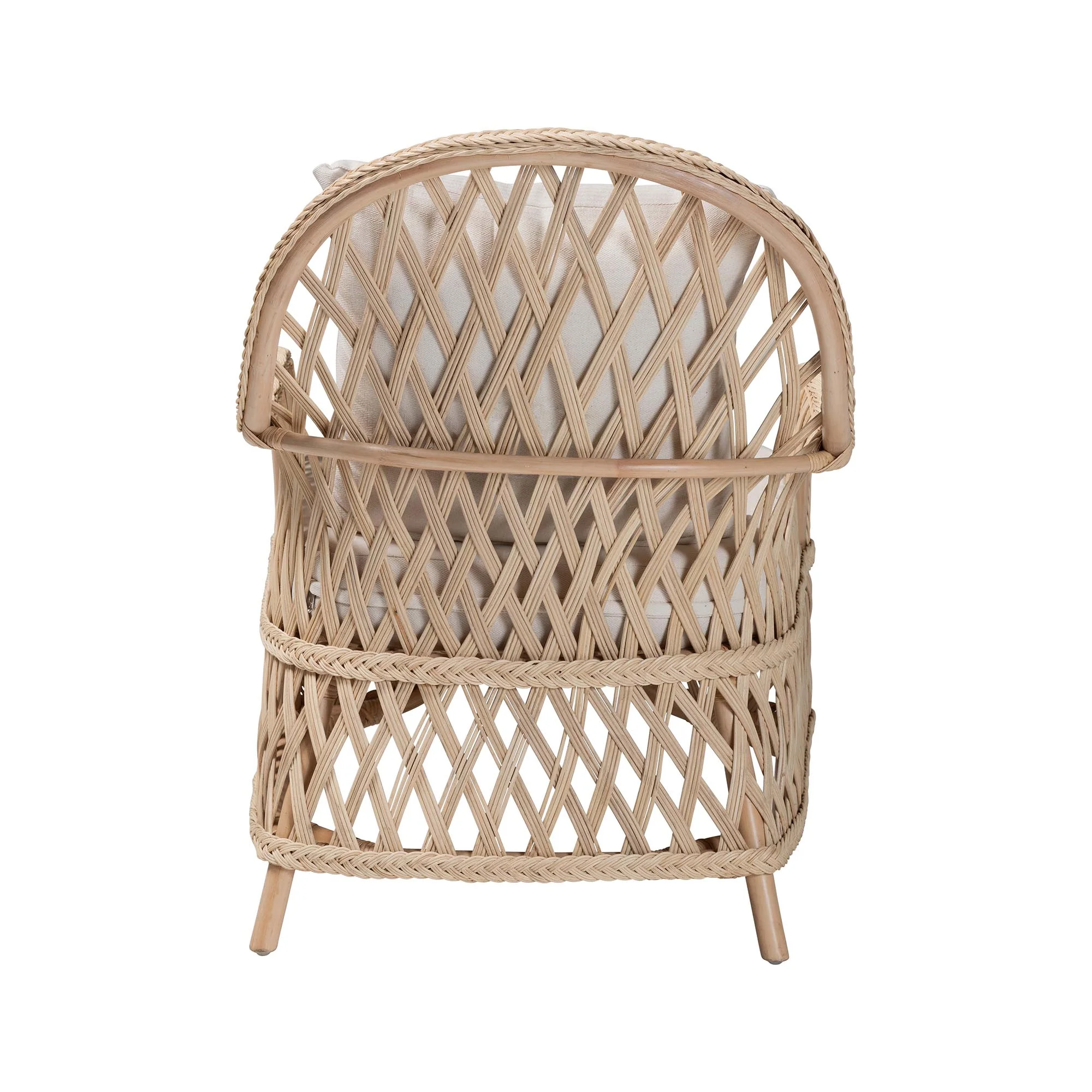 Baxton Studio bali & pari Florence Bohemian Ivory Braided Rattan Arm Chair - Image 7