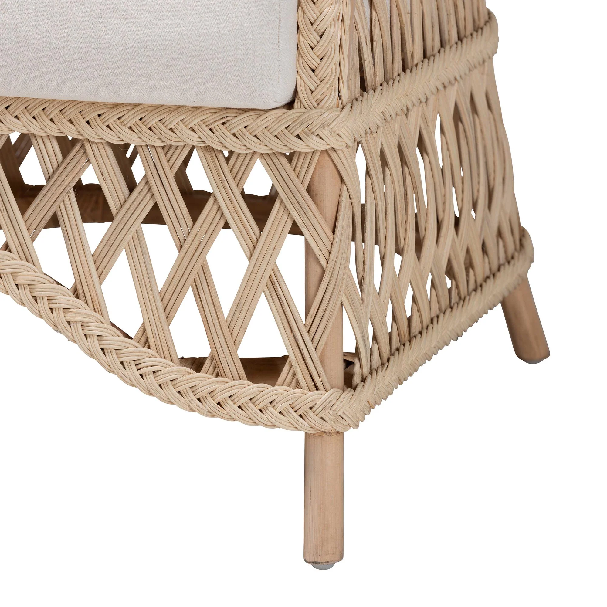 Baxton Studio bali & pari Florence Bohemian Ivory Braided Rattan Arm Chair - Image 9