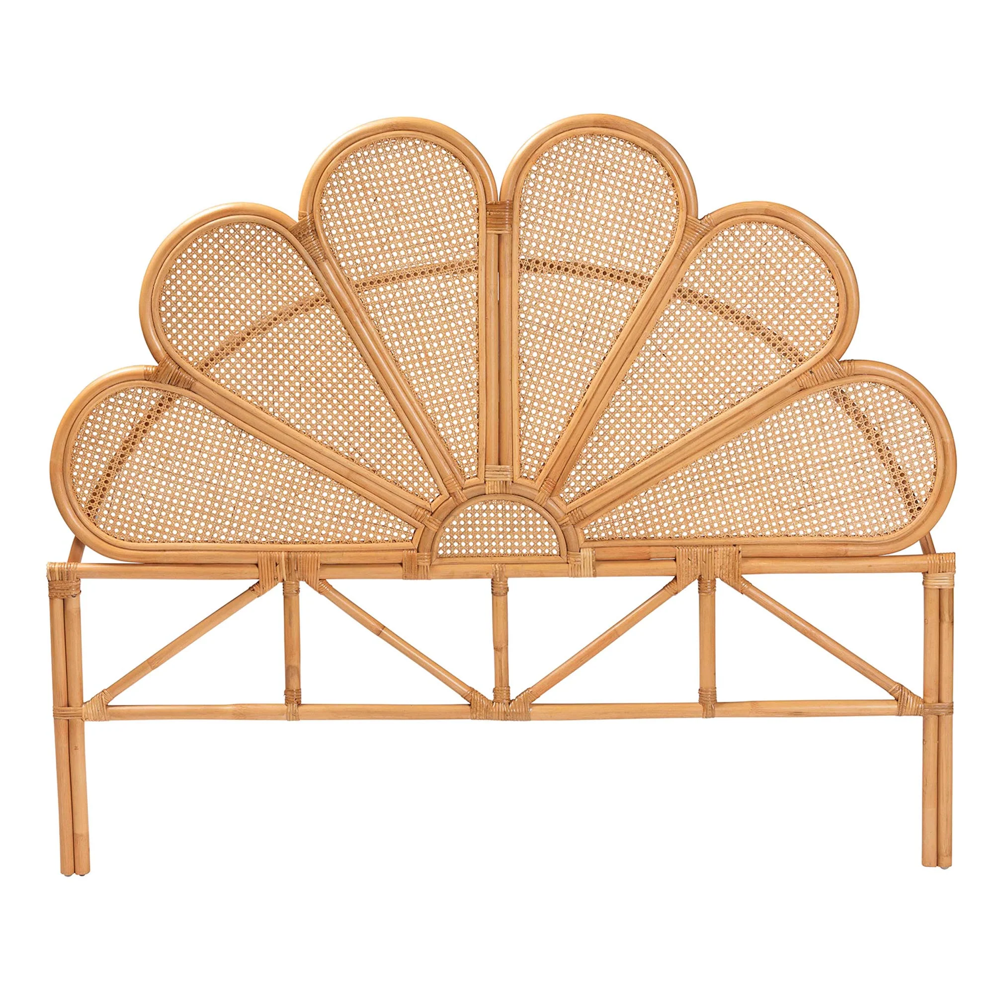 Baxton Studio bali & pari Flower Modern Bohemian Honey Rattan King Size Standalone Headboard - Image 3