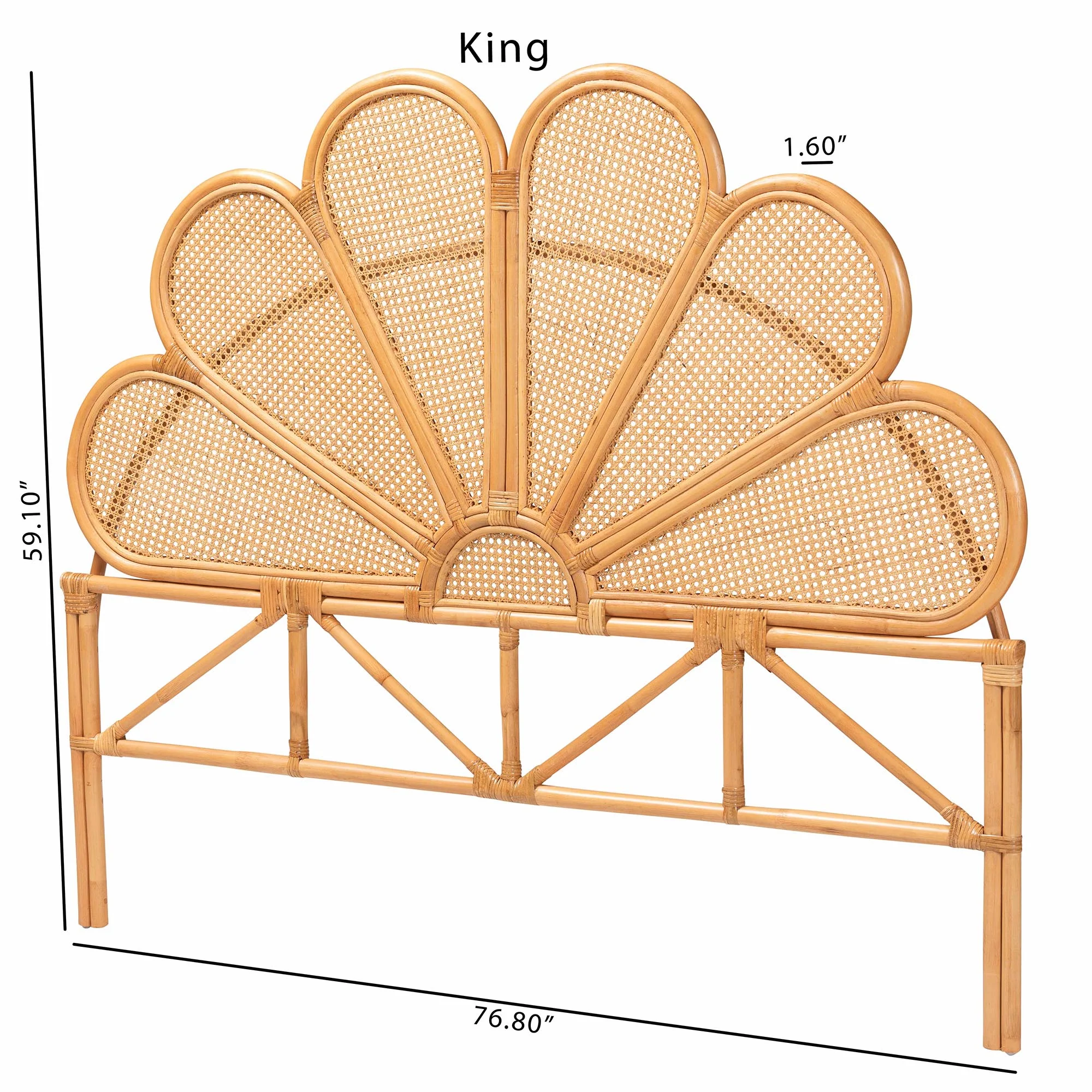 Baxton Studio bali & pari Flower Modern Bohemian Honey Rattan King Size Standalone Headboard - Image 7