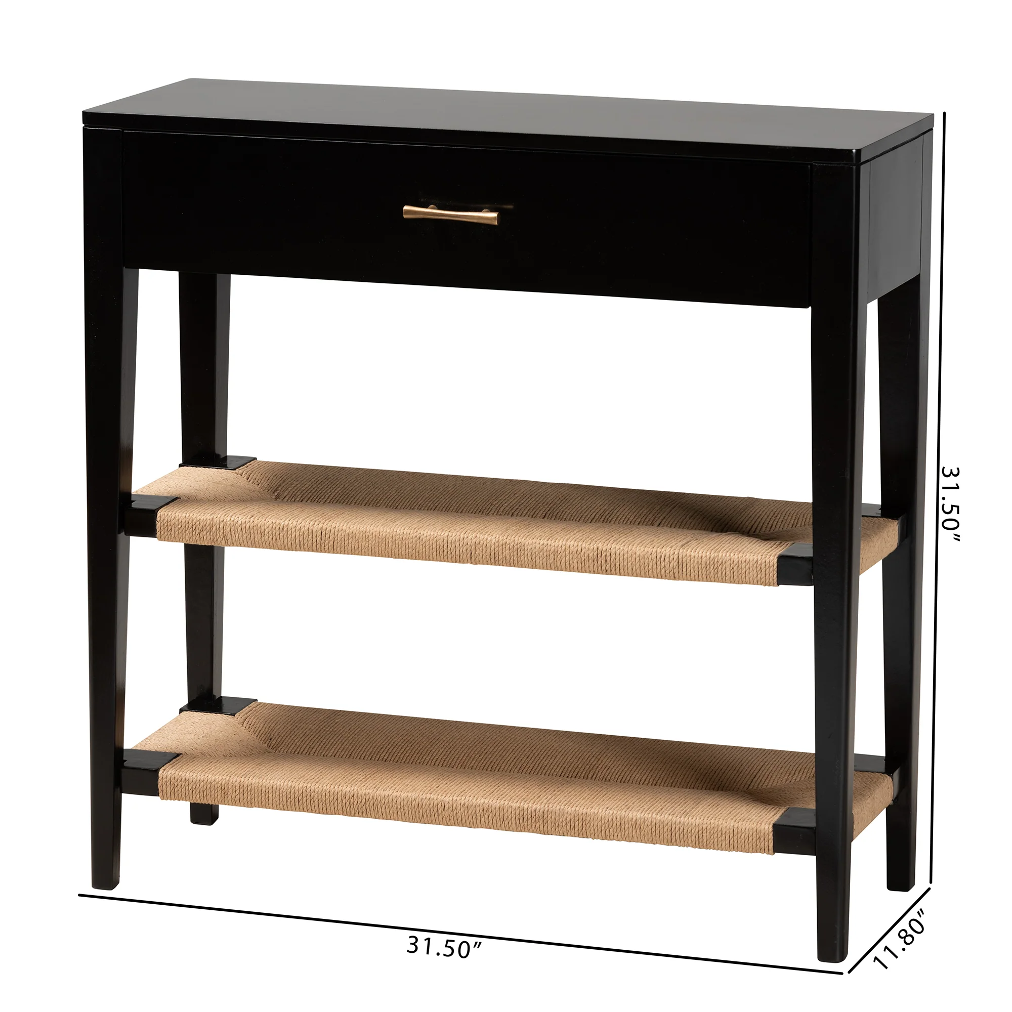 Baxton Studio bali & pari Freya Modern Bohemian Black Finished Bayur Wood 1-Drawer Console Table - Image 3