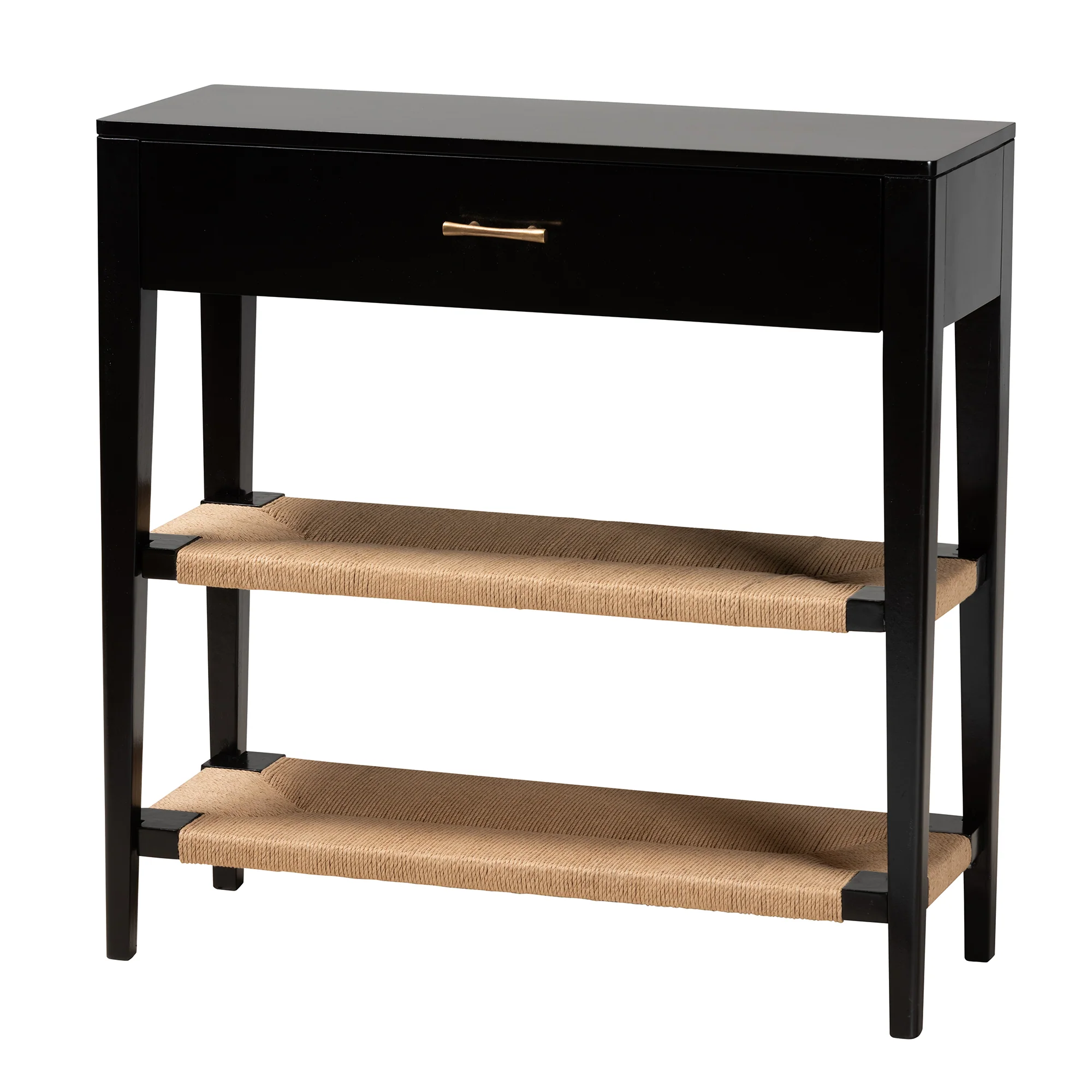 Baxton Studio bali & pari Freya Modern Bohemian Black Finished Bayur Wood 1-Drawer Console Table - Image 4