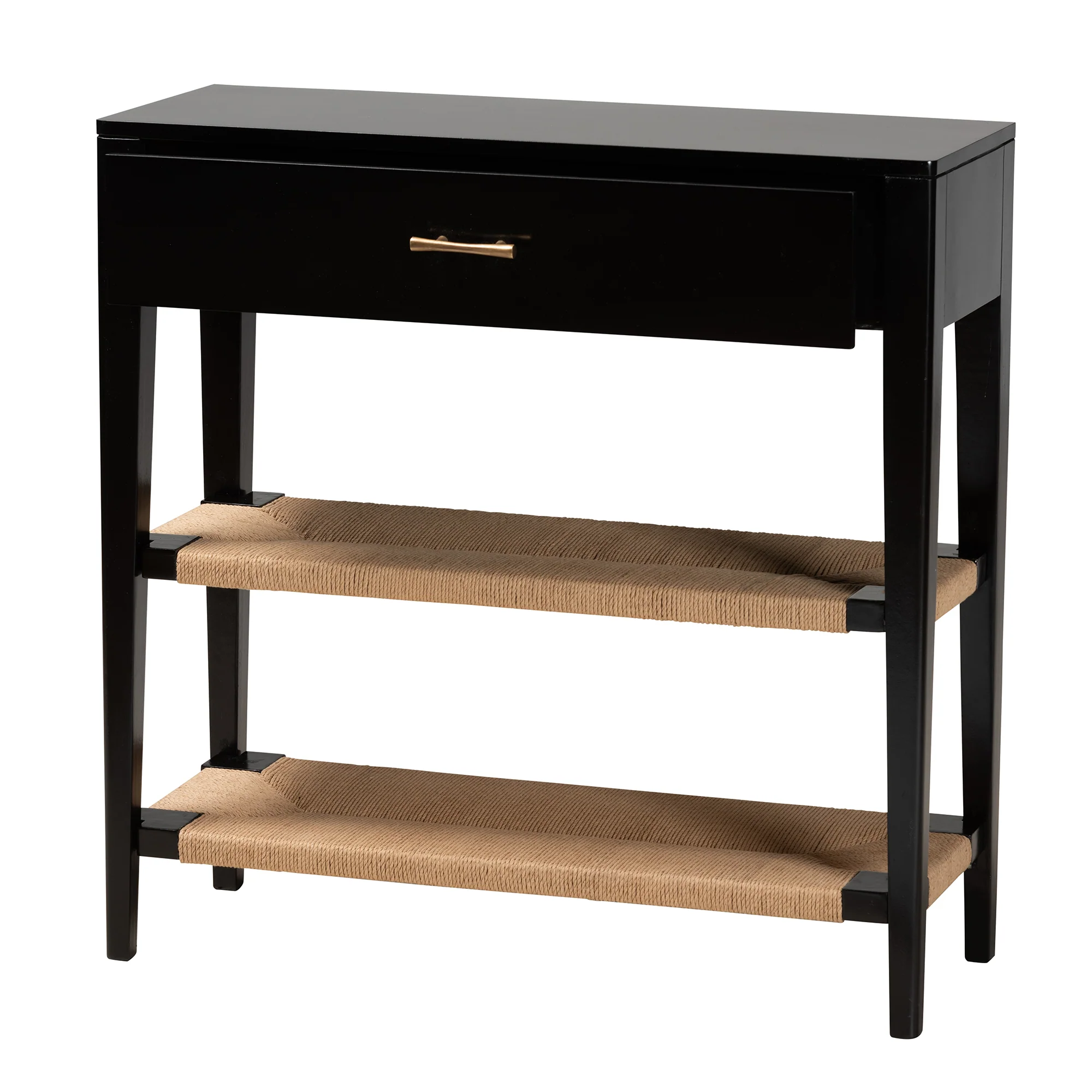 Baxton Studio bali & pari Freya Modern Bohemian Black Finished Bayur Wood 1-Drawer Console Table - Image 5