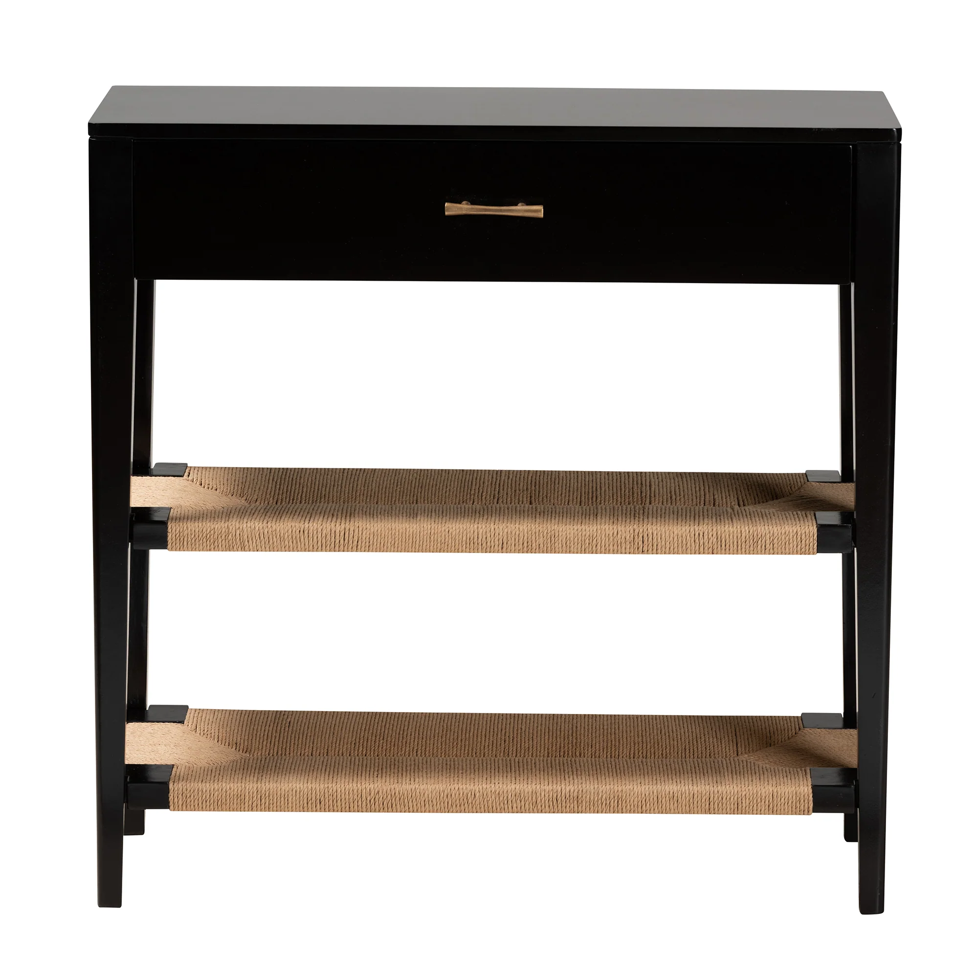 Baxton Studio bali & pari Freya Modern Bohemian Black Finished Bayur Wood 1-Drawer Console Table - Image 6