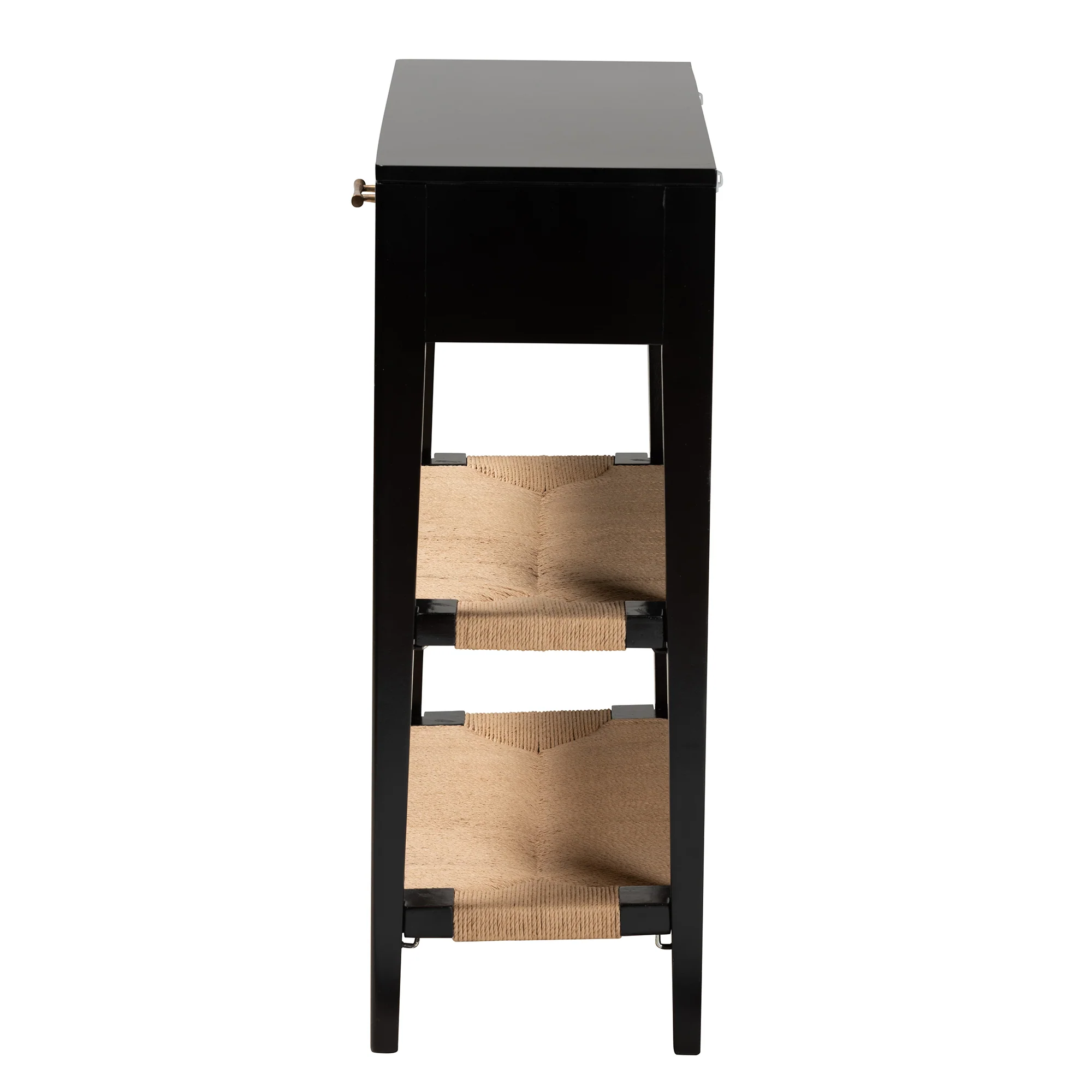 Baxton Studio bali & pari Freya Modern Bohemian Black Finished Bayur Wood 1-Drawer Console Table - Image 7