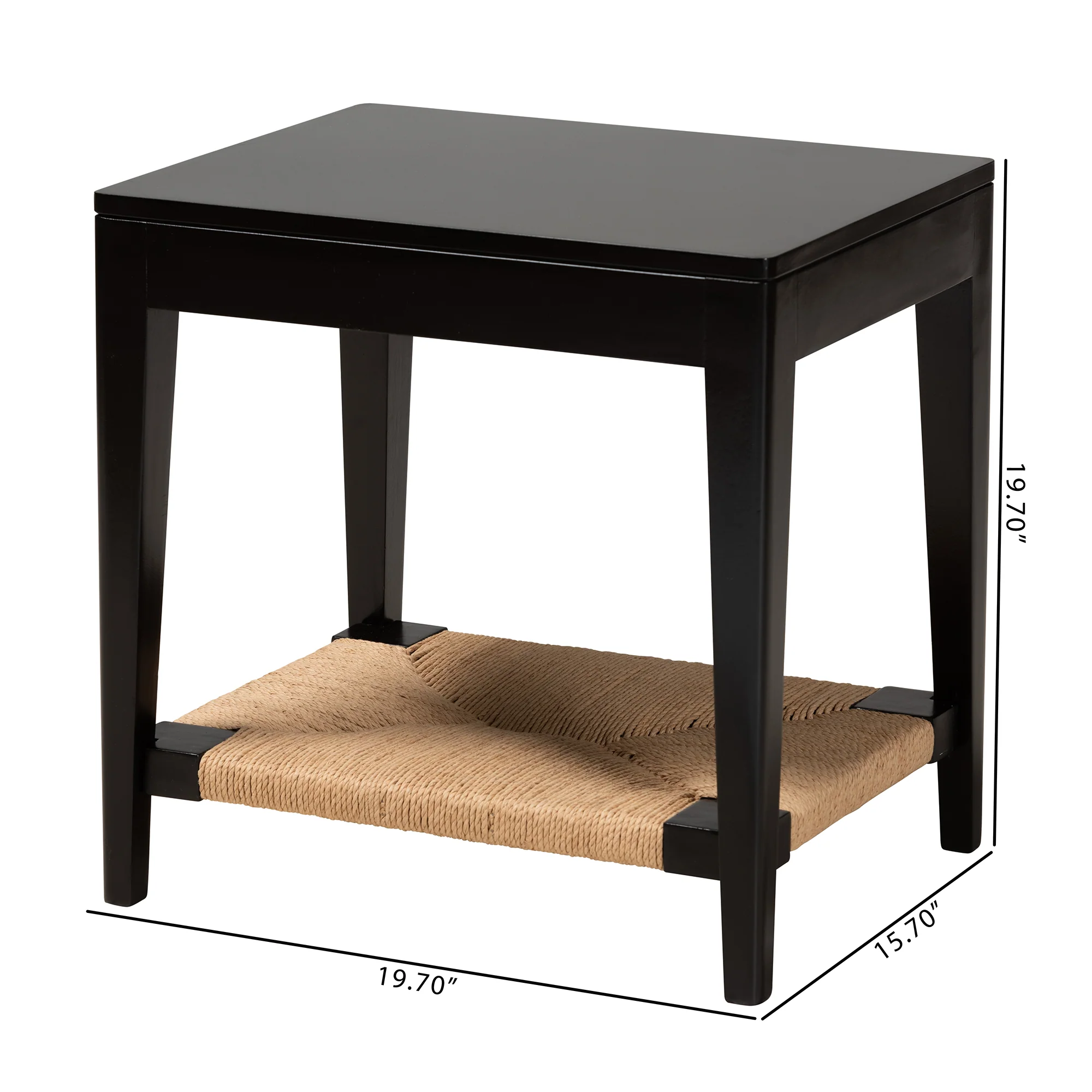 Baxton Studio bali & pari Freya Modern Bohemian Black Finished Bayur Wood End Table - Image 2