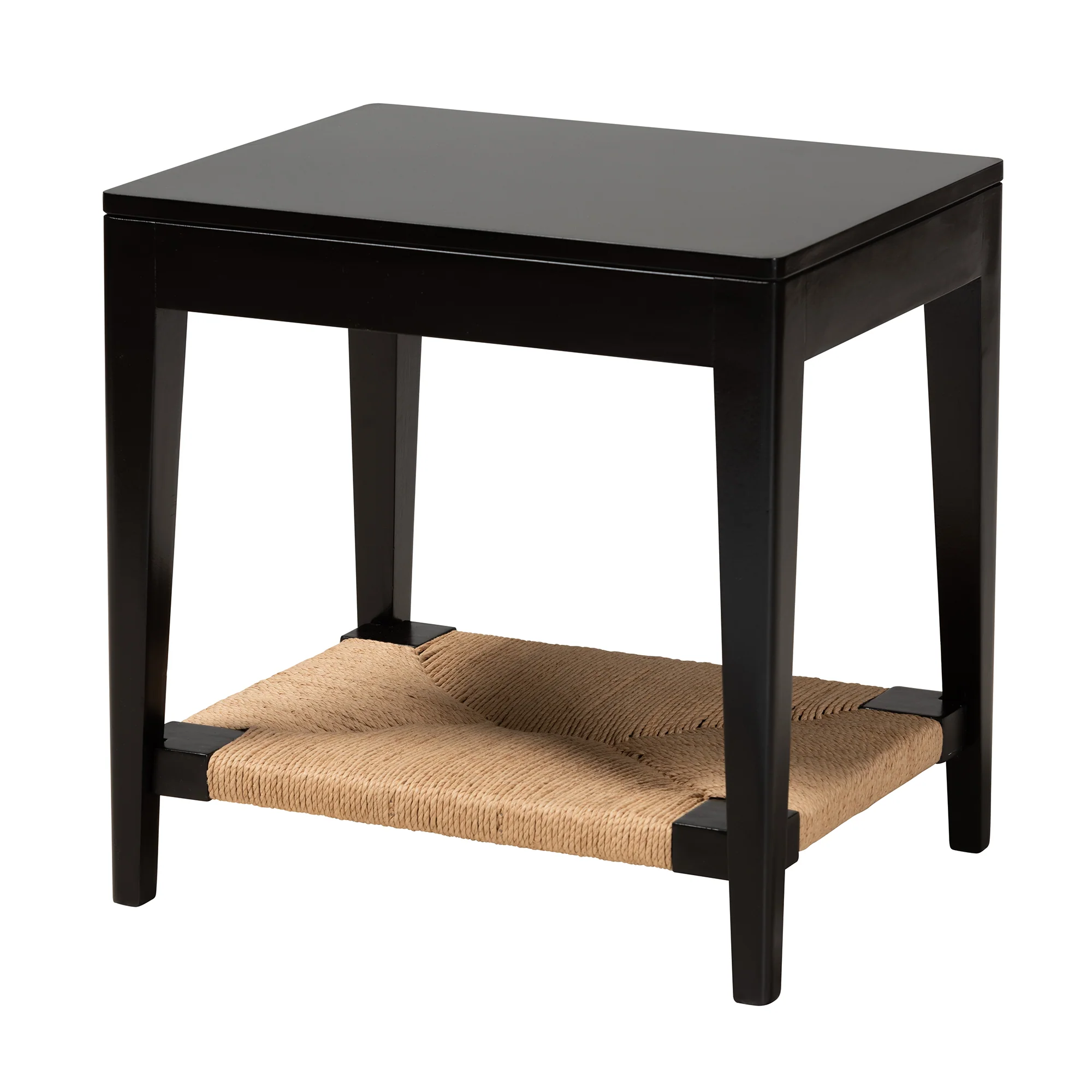 Baxton Studio bali & pari Freya Modern Bohemian Black Finished Bayur Wood End Table - Image 3