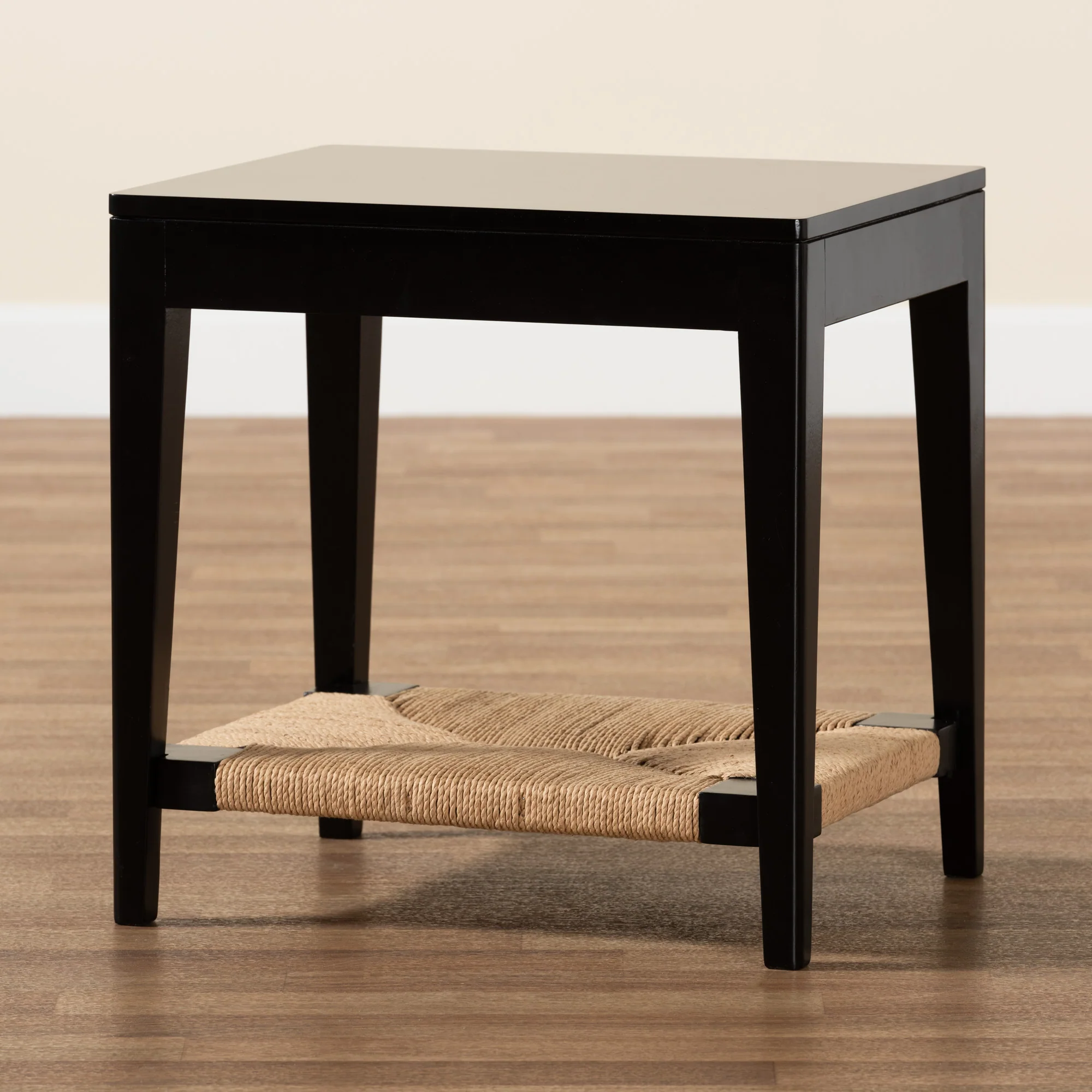 Baxton Studio bali & pari Freya Modern Bohemian Black Finished Bayur Wood End Table - Image 8