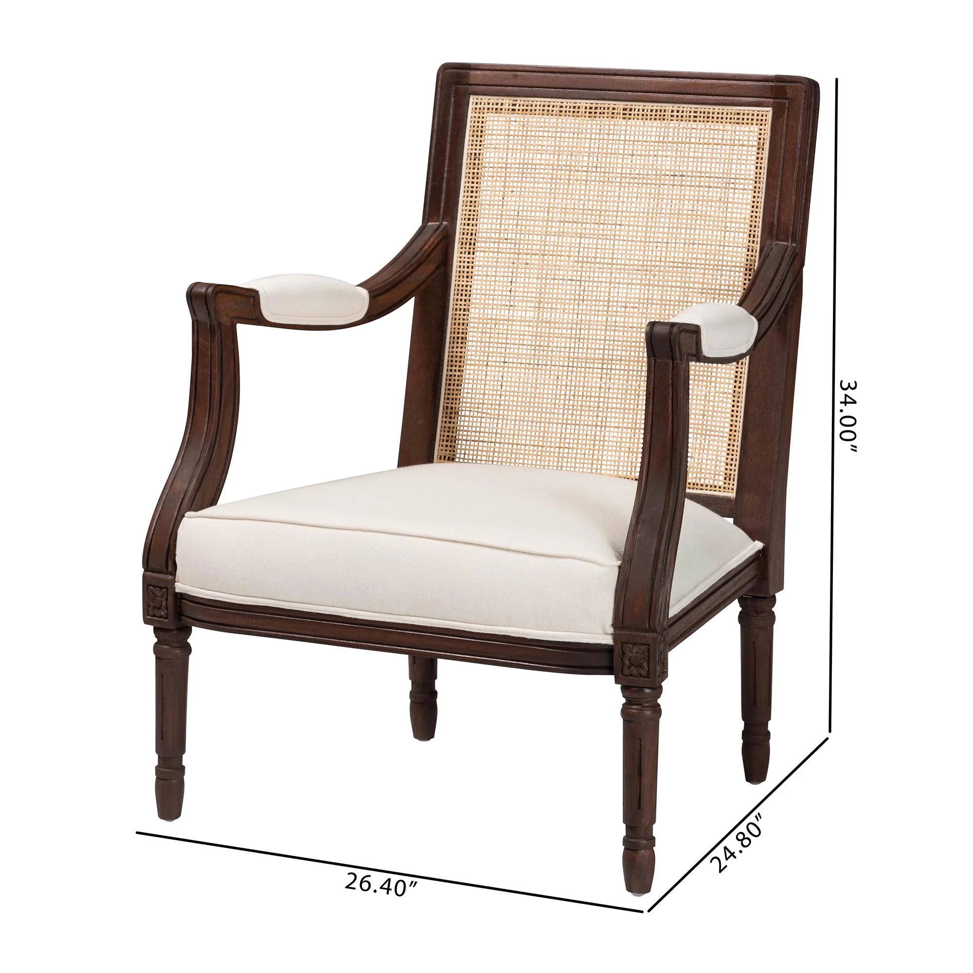 Baxton Studio bali & pari Garridan Traditional French Beige Fabric and Dark Brown Finished Wood Accent Chair - Image 10