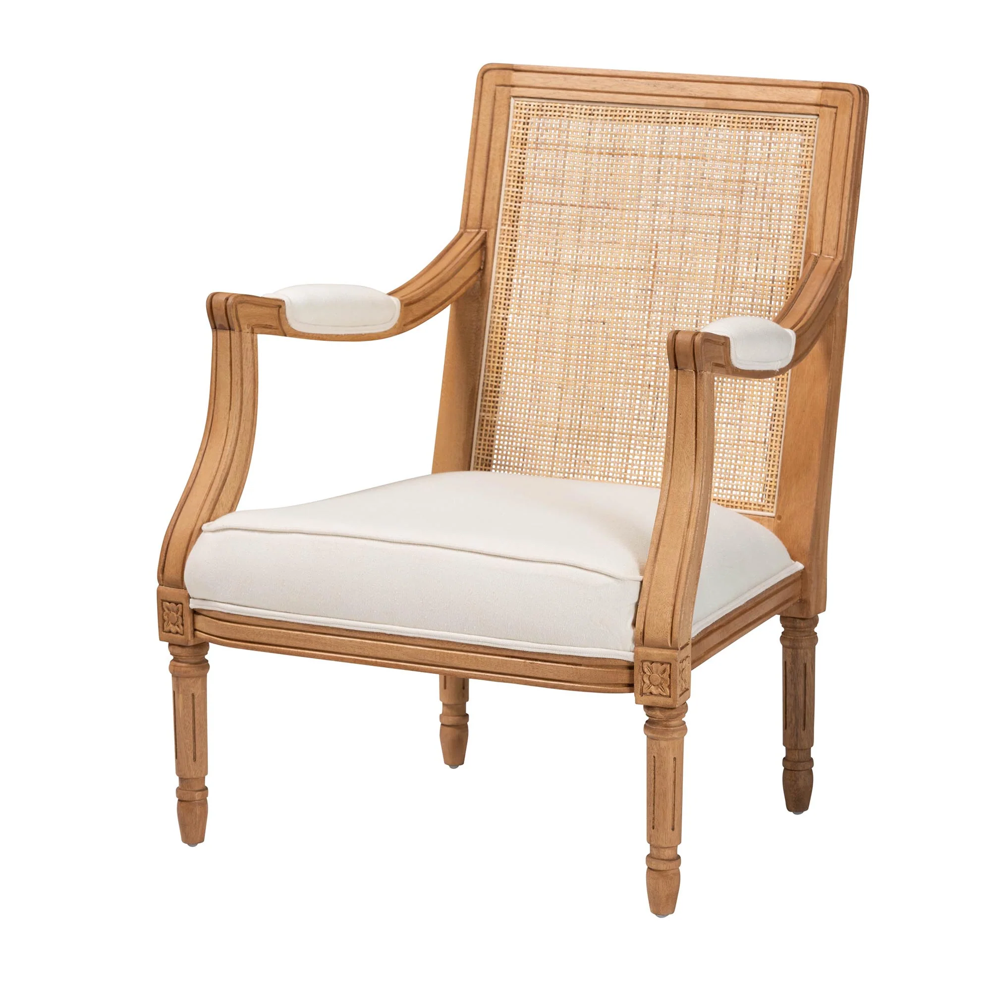 Baxton Studio bali & pari Garridan Traditional French Beige Fabric and Dark Brown Finished Wood Accent Chair - Image 12