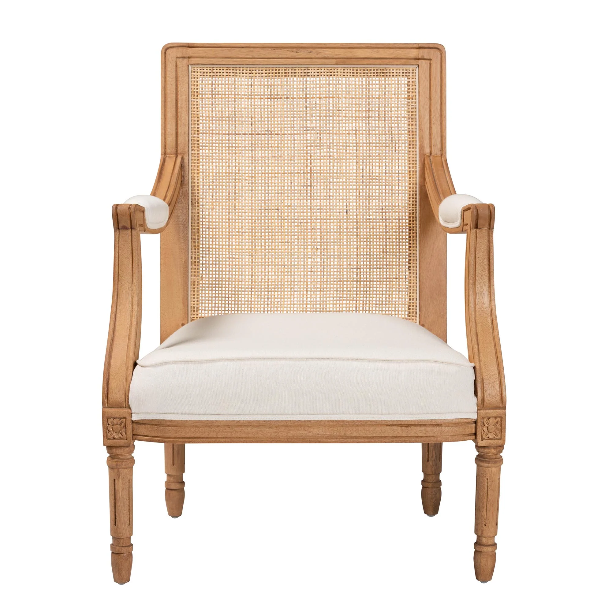 Baxton Studio bali & pari Garridan Traditional French Beige Fabric and Dark Brown Finished Wood Accent Chair - Image 13
