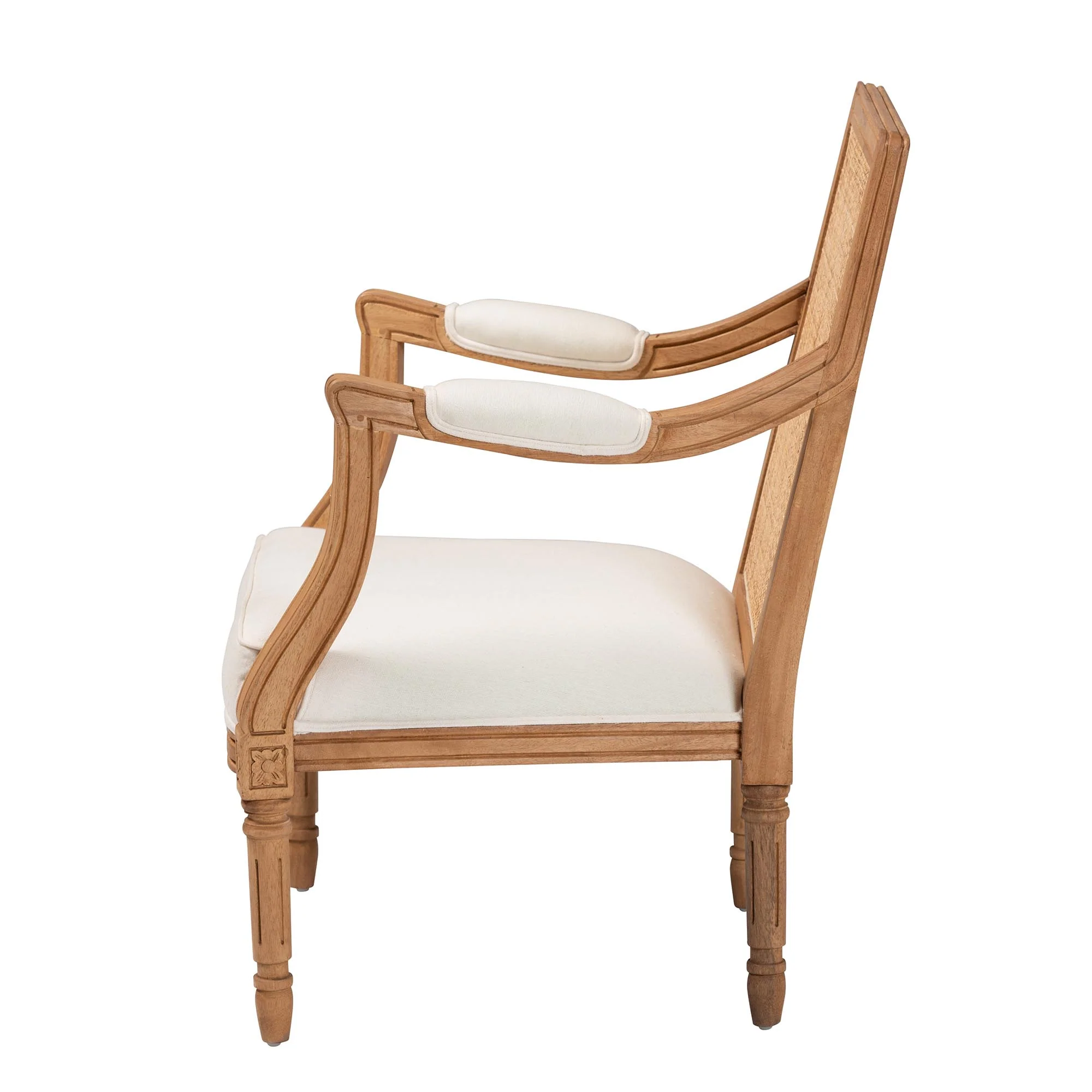 Baxton Studio bali & pari Garridan Traditional French Beige Fabric and Dark Brown Finished Wood Accent Chair - Image 14