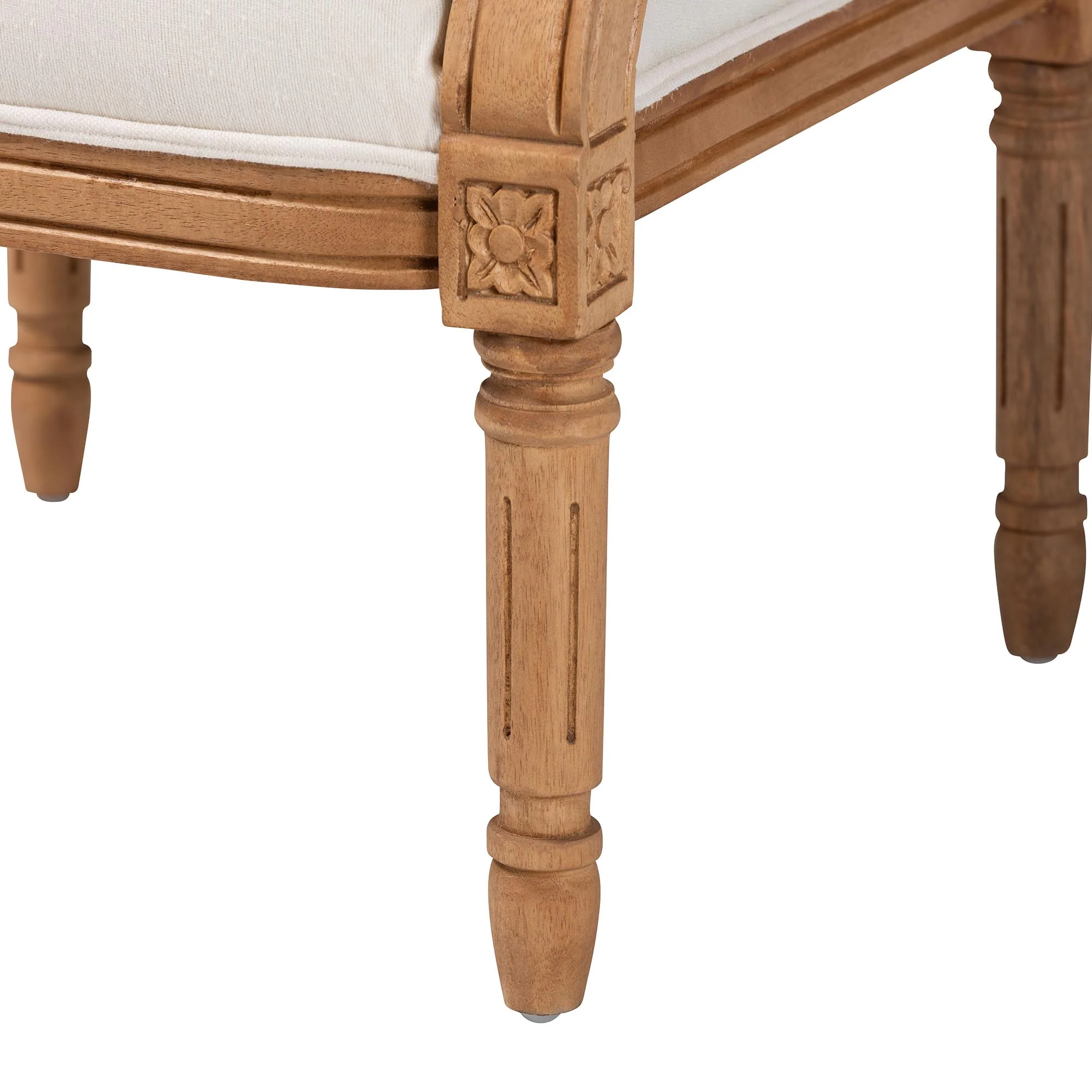 Baxton Studio bali & pari Garridan Traditional French Beige Fabric and Dark Brown Finished Wood Accent Chair - Image 17