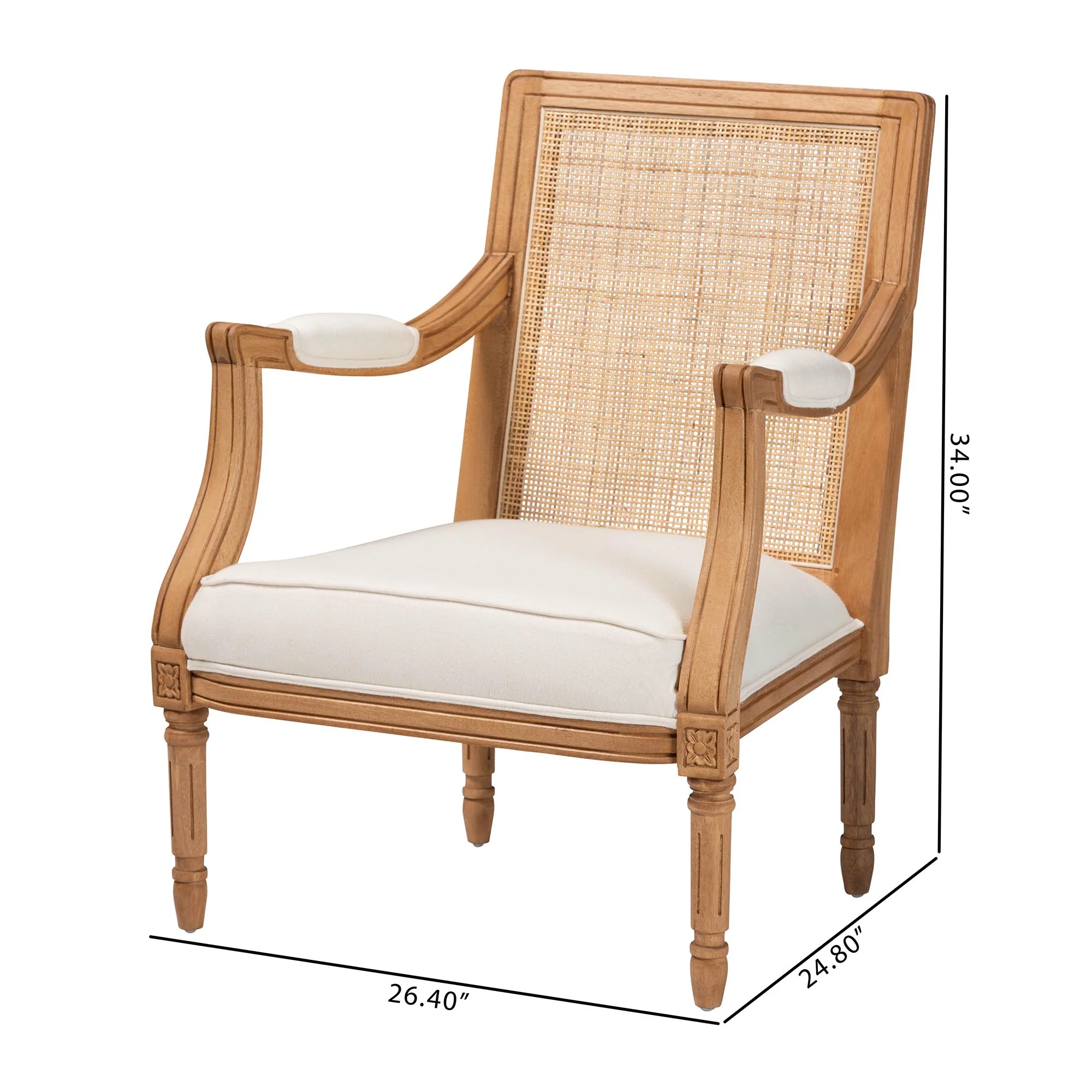 Baxton Studio bali & pari Garridan Traditional French Beige Fabric and Dark Brown Finished Wood Accent Chair - Image 20