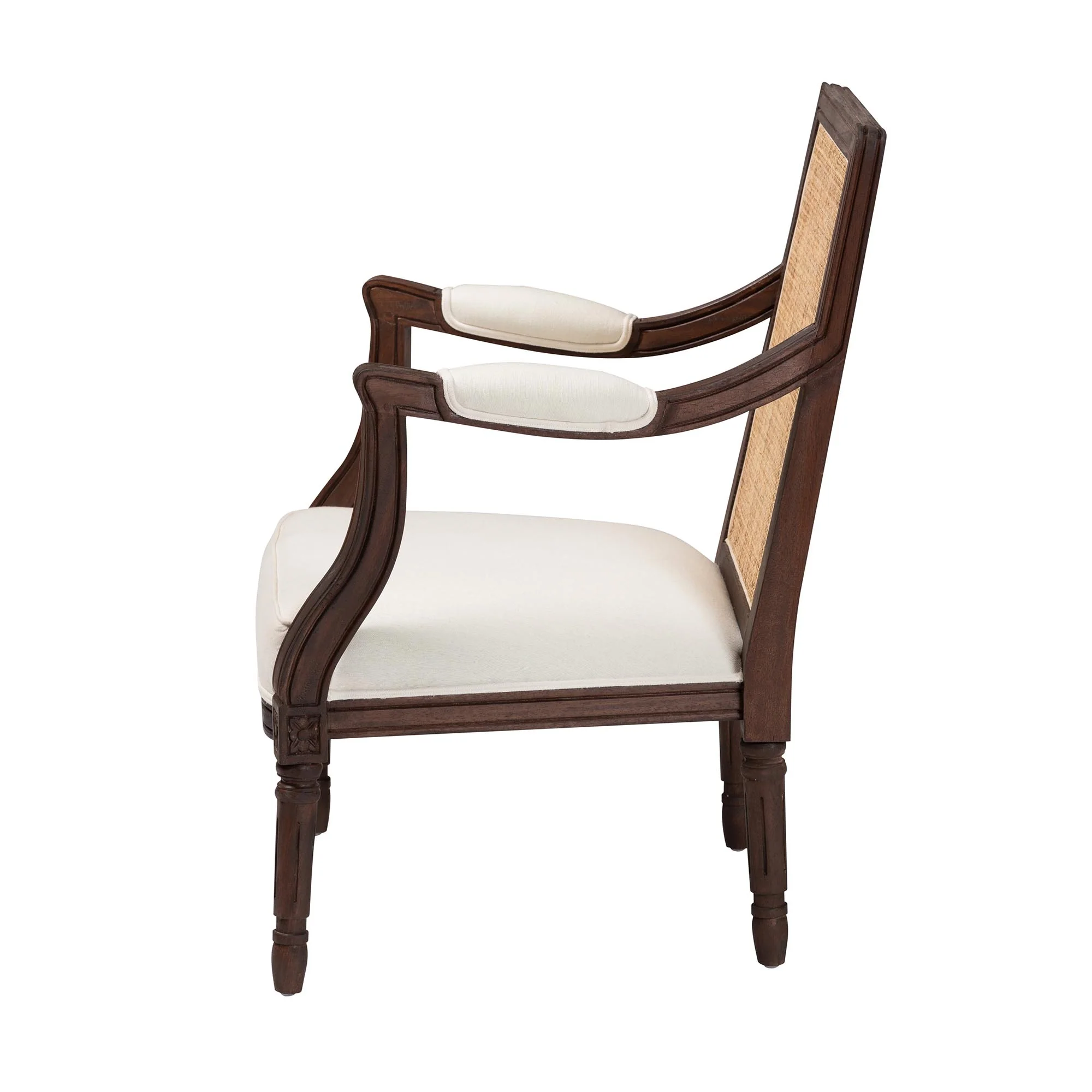 Baxton Studio bali & pari Garridan Traditional French Beige Fabric and Dark Brown Finished Wood Accent Chair - Image 4