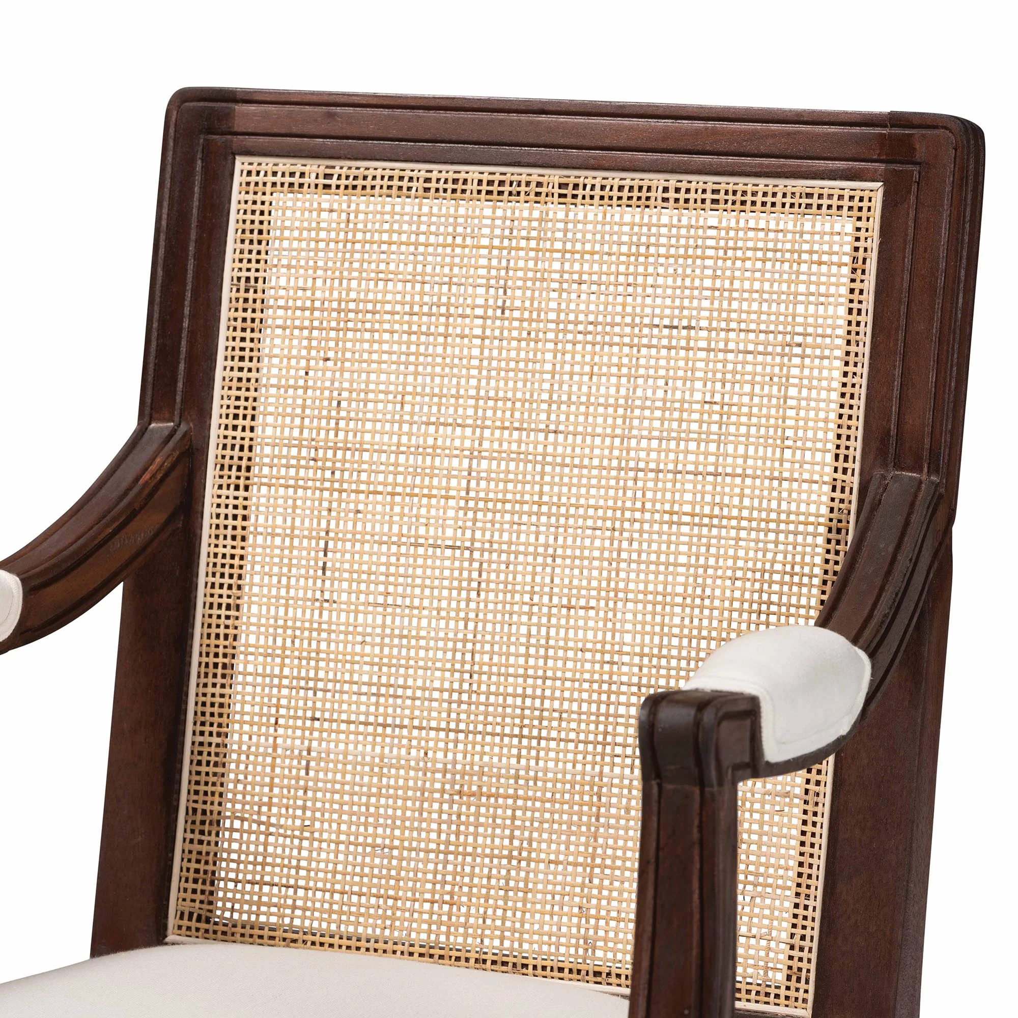 Baxton Studio bali & pari Garridan Traditional French Beige Fabric and Dark Brown Finished Wood Accent Chair - Image 6
