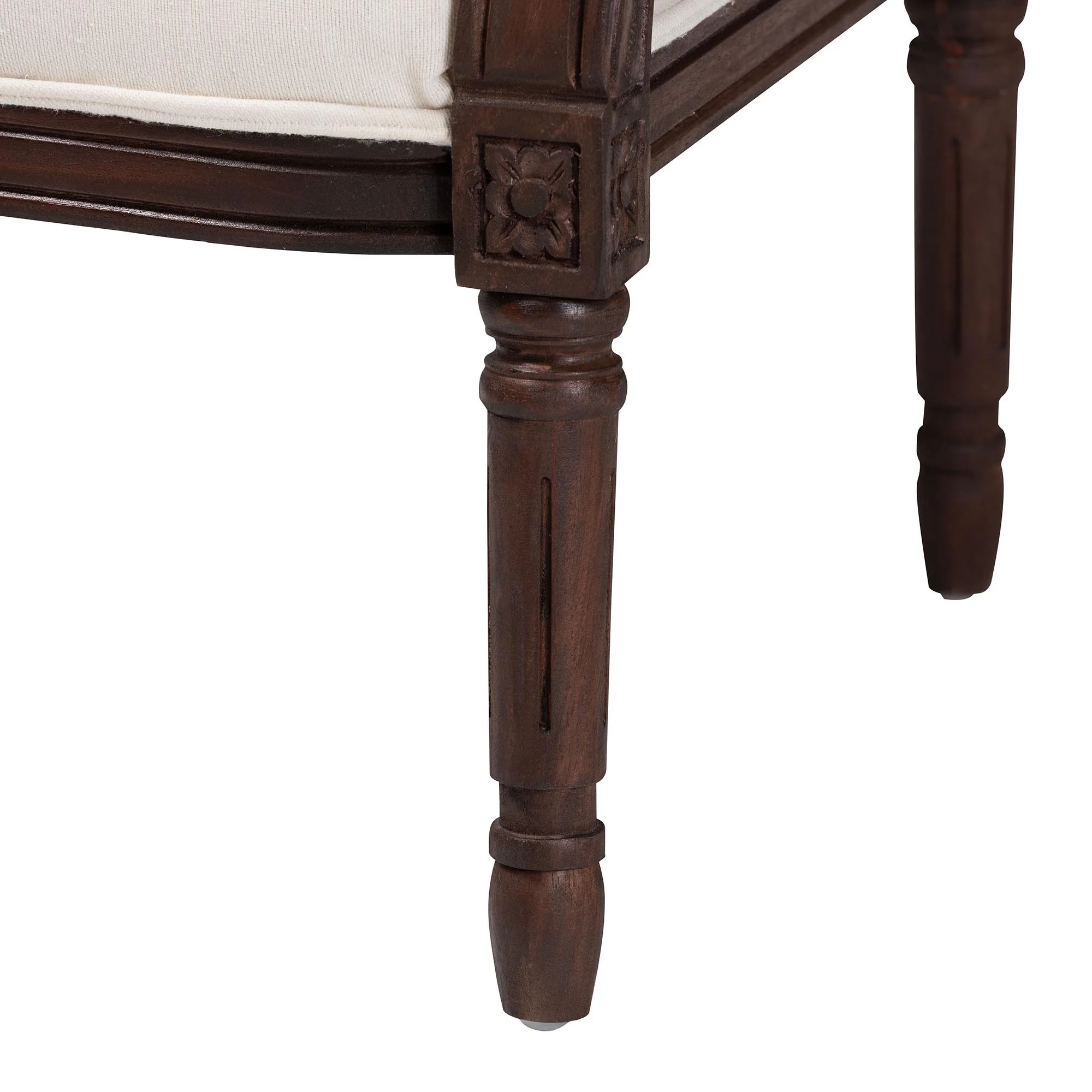 Baxton Studio bali & pari Garridan Traditional French Beige Fabric and Dark Brown Finished Wood Accent Chair - Image 7